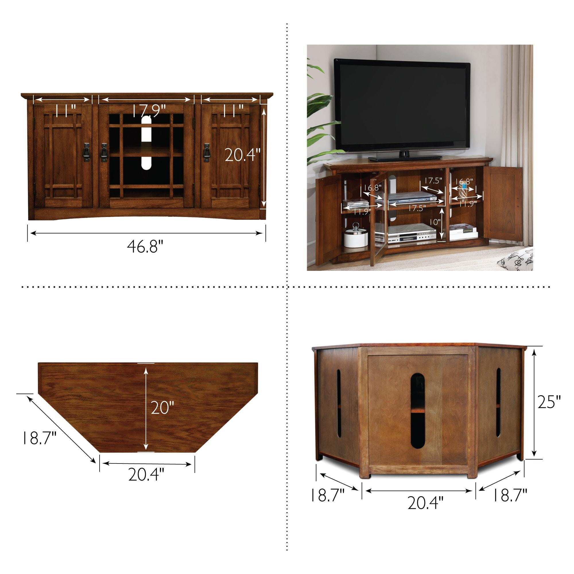 Mission Corner TV Stand with Three Doors in Mission Oak, 46-Inch