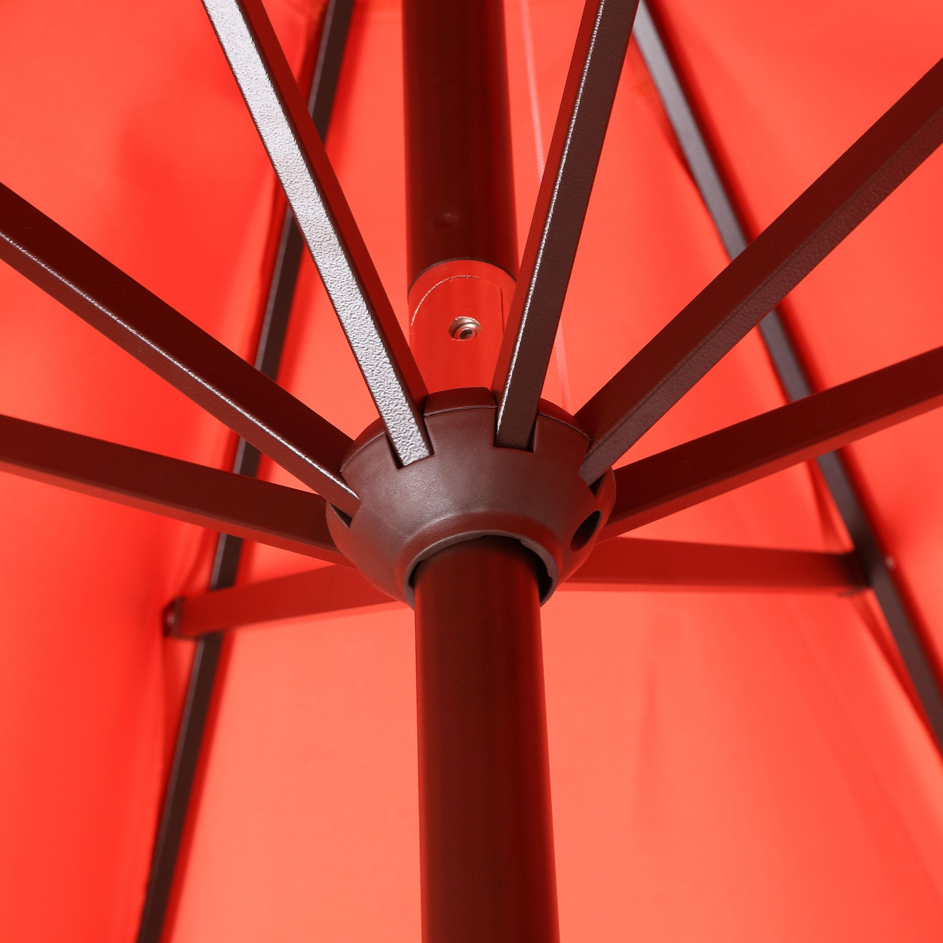 Red Barrel Studio® Beeliar 9 ft. Classic Scalloped Fringe Market Patio Umbrella with Auto-Tilt, Crank, and UV Protection