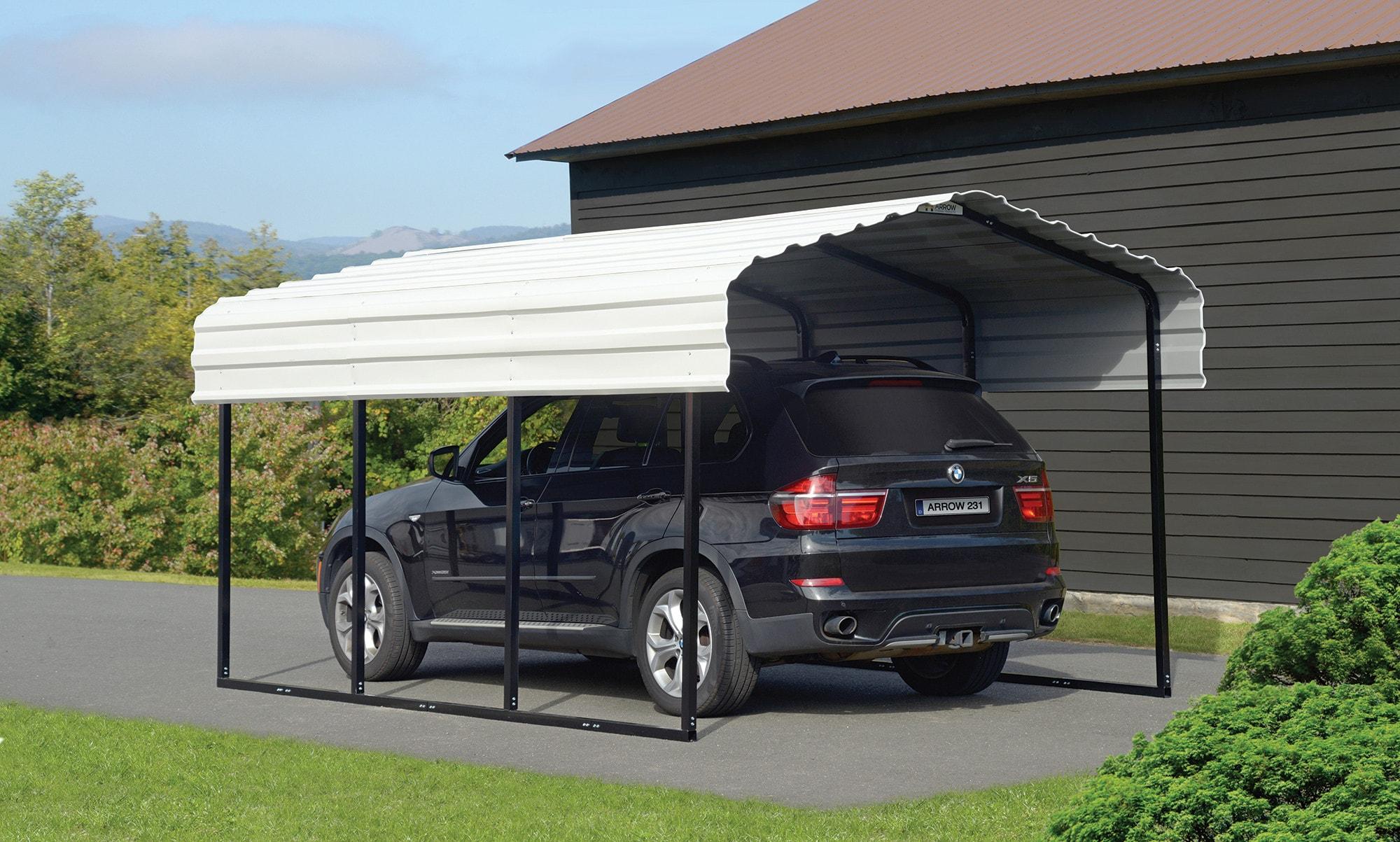 Arrow Steel Carport 10 x 15 x 7 ft. Galvanized Black/Eggshell
