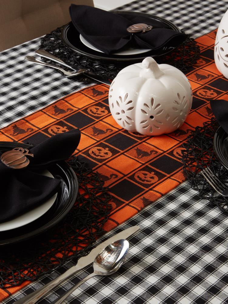 The Holiday Aisle® Vaillancourt Halloween Woven Check Table Runner