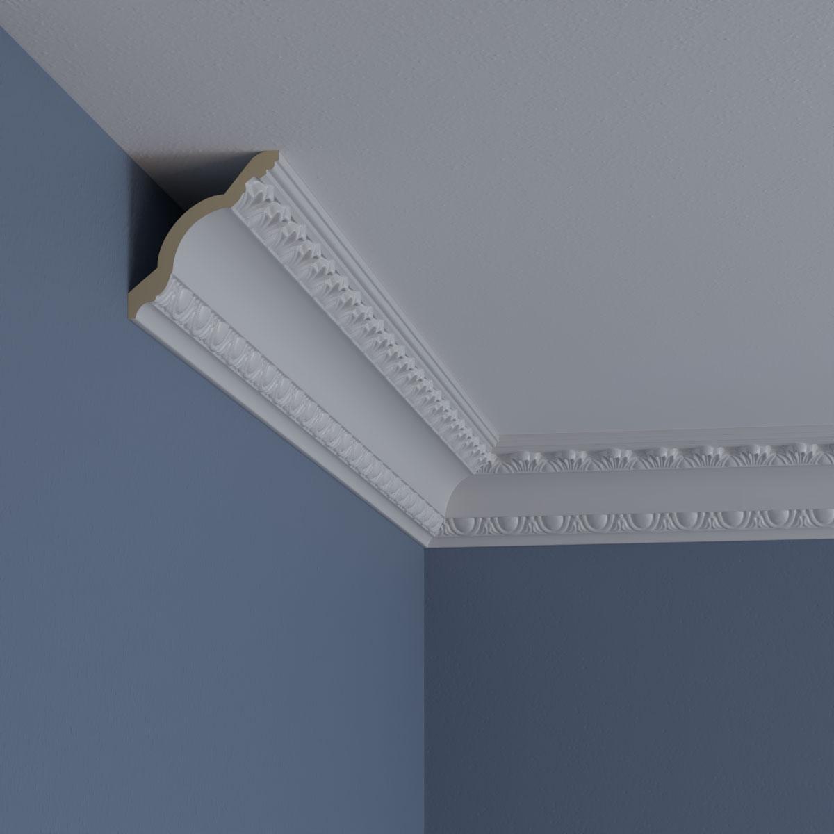 Ekena Millwork 3"H x 2 3/4"P x 4 1/8"F x 94 1/2"L, (1 3/8" Repeat), Egg and Dart Crown Moulding