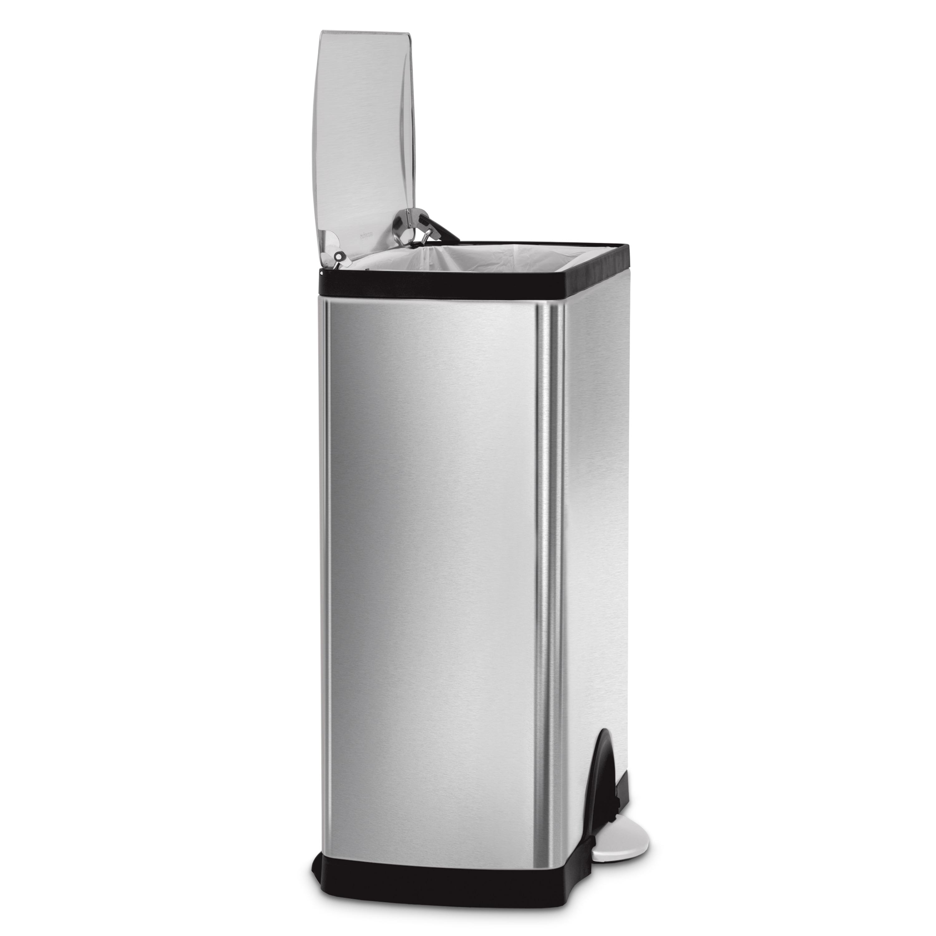 simplehuman 50 Liter / 13.0 Gallon Rectangular Kitchen Step Trash Can, Brushed Stainless Steel