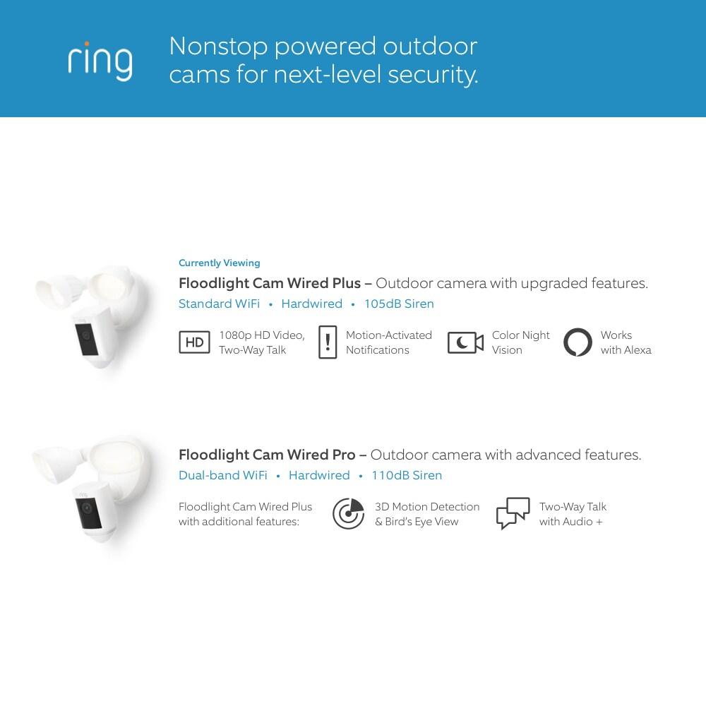 Ring Floodlight Cam Wired Plus Security Camera - Black: Wi-Fi, Motion Detection