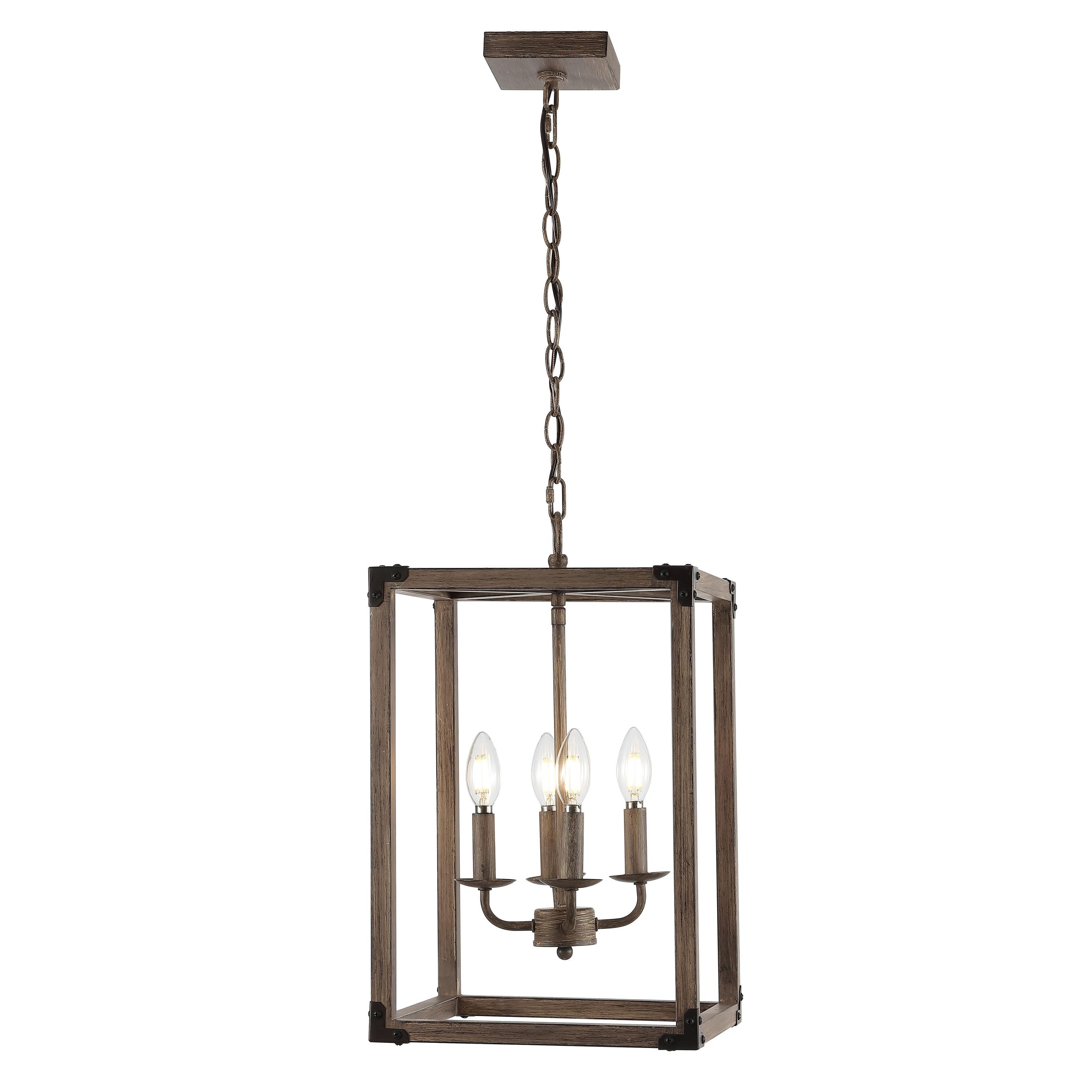 Magnolia 12.13" 4-Light Adjustable Iron Rustic Farmhouse LED Pendant, Brown