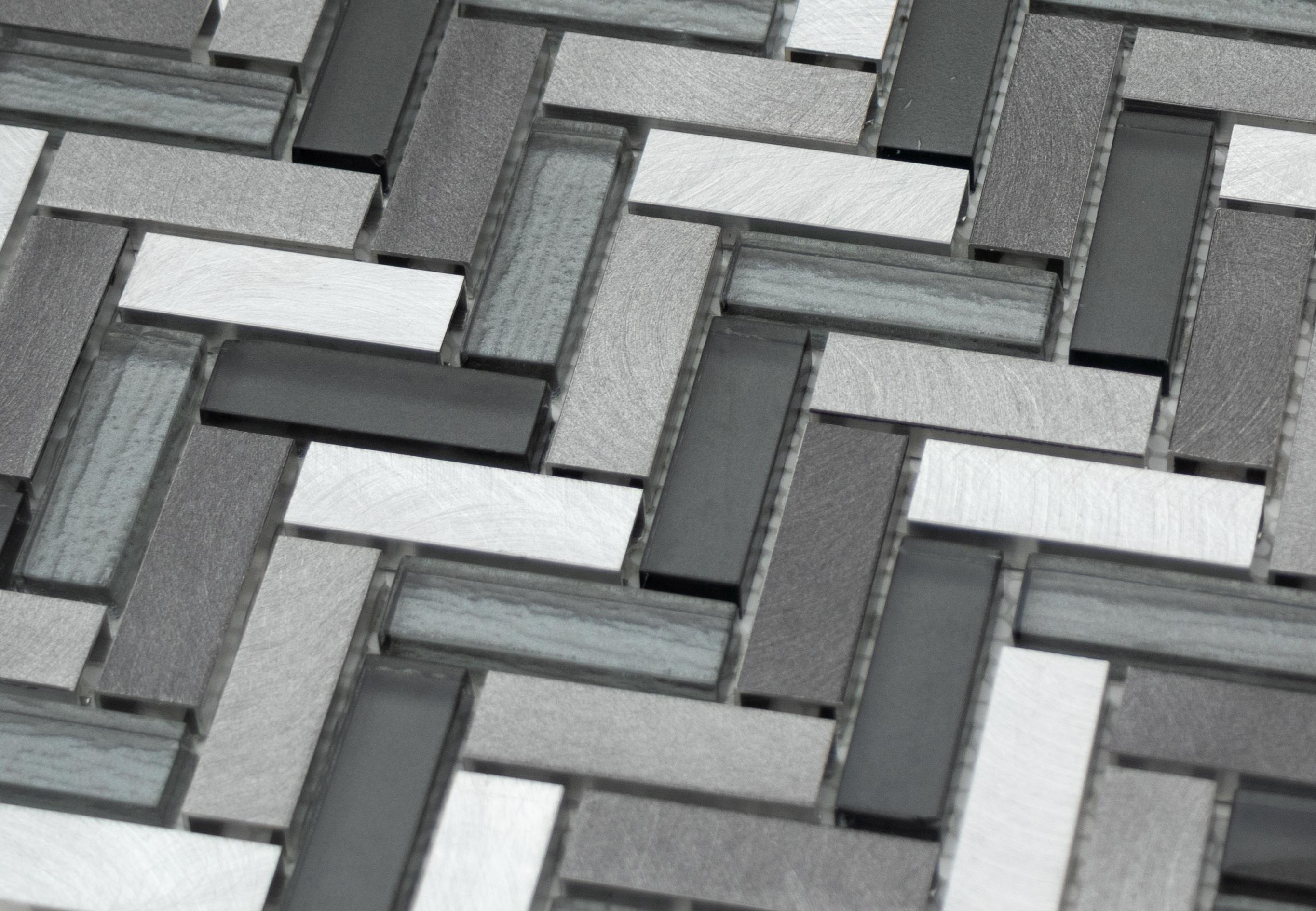 Twilight Series 0.5" x 2" Straight Edge Metal and Glass Mosaic Tile