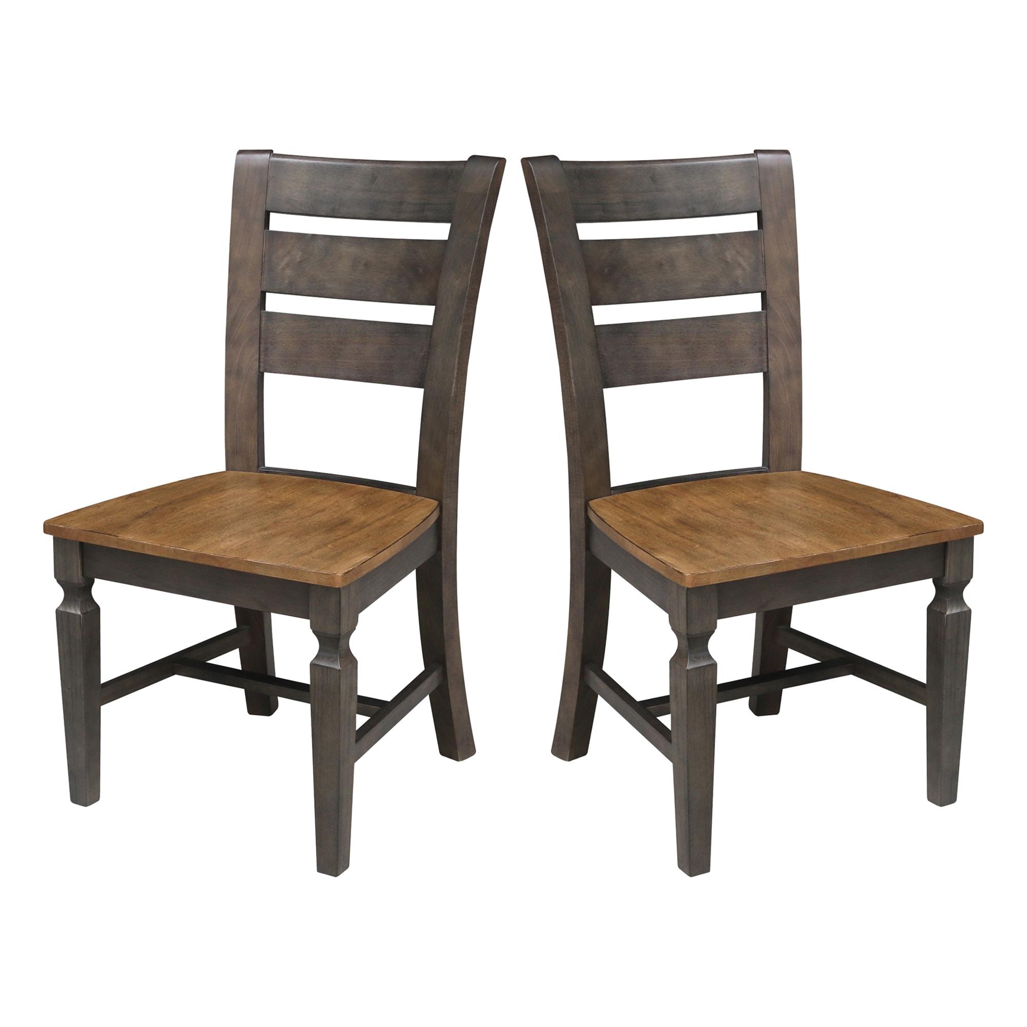 Set of 2 Vista Ladder Back Dining Chairs Hickory Brown - International Concepts: Solid Wood, Armless