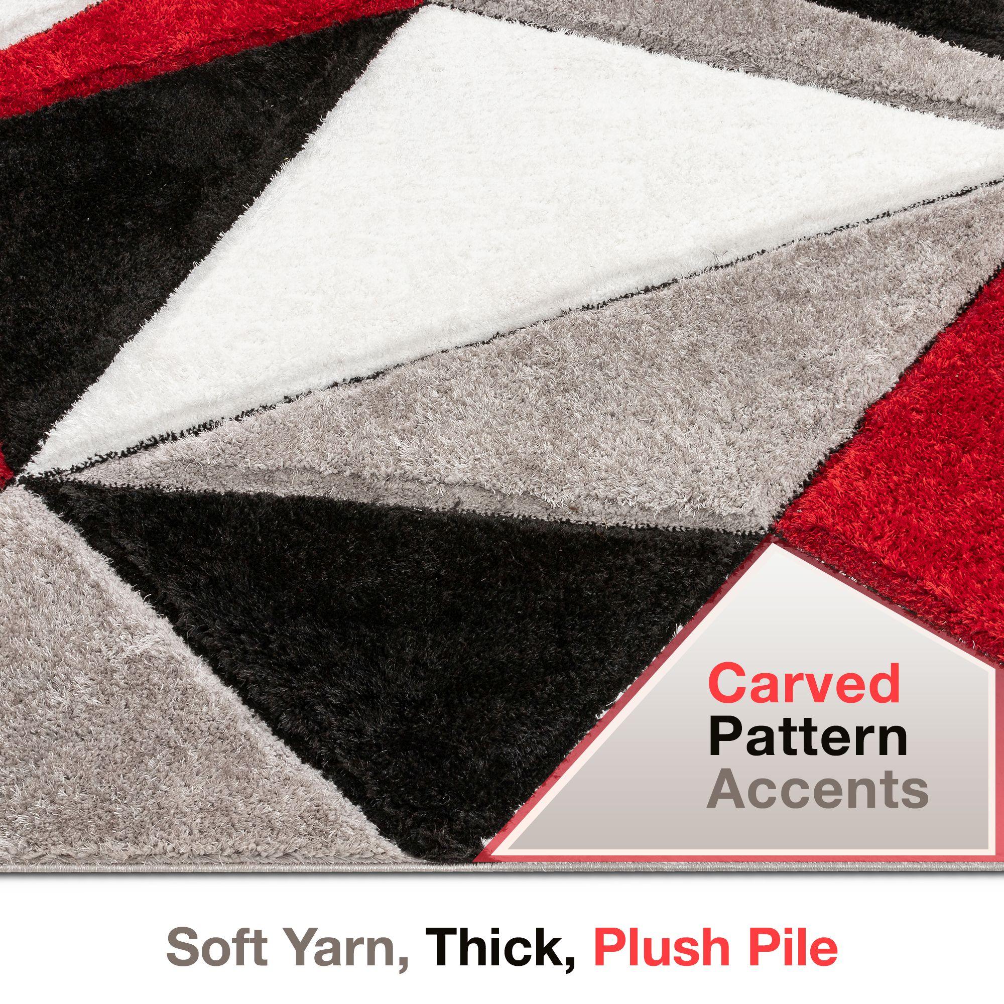 Well Woven San Francisco Venice Red Modern Geometric Abstract 2'7" x 9'10" Runner Area Rug