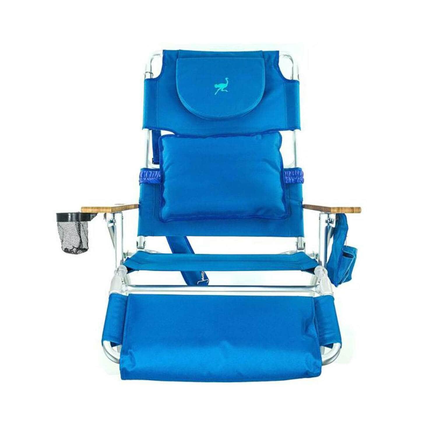 Ostrich Deluxe Padded Lightweight Portable Adjustable Outdoor Reclining Folding Chair with Footrest