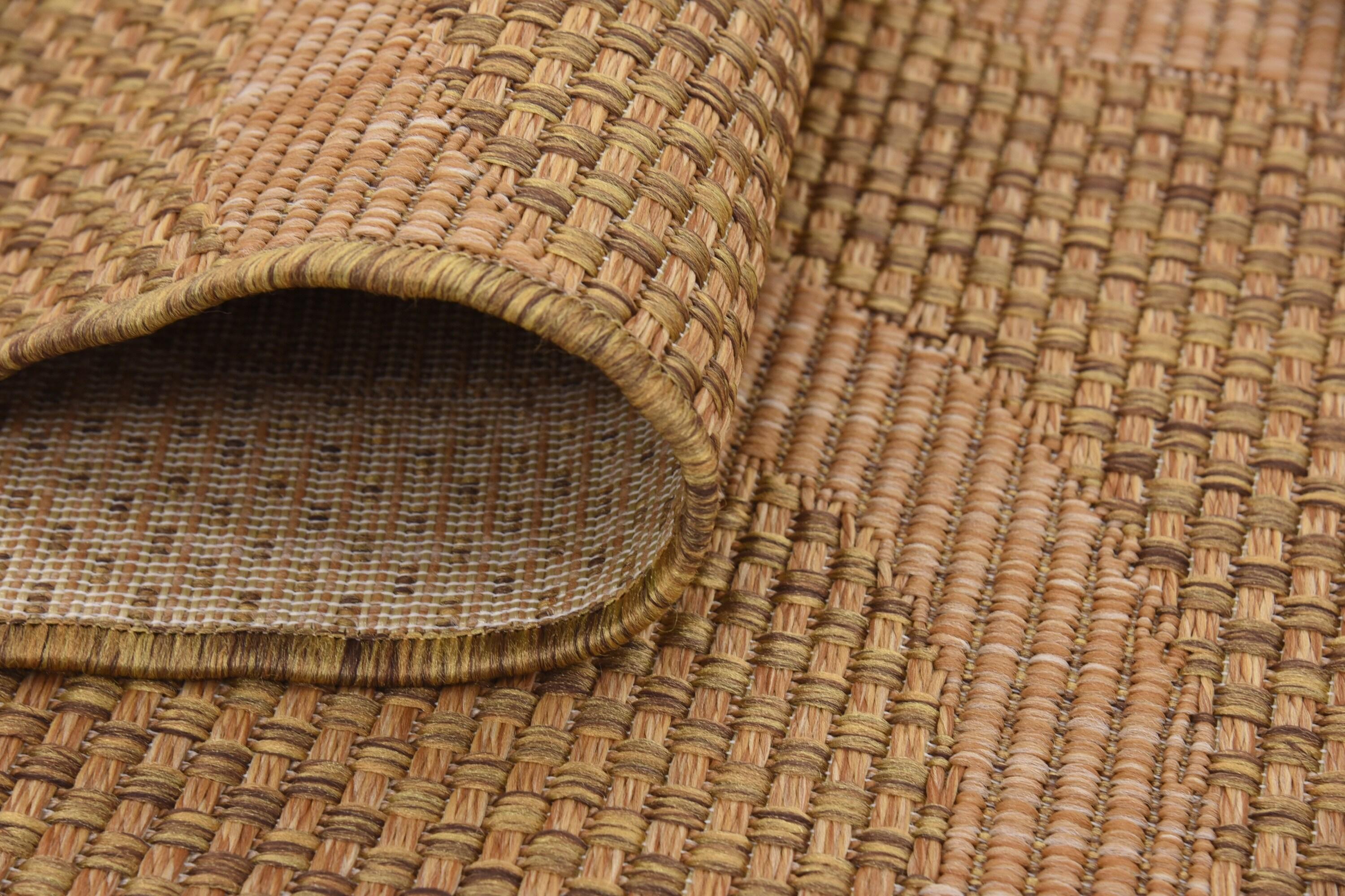 Easy-Care Synthetic Rectangular Outdoor Rug in Stain-Resistant Brown