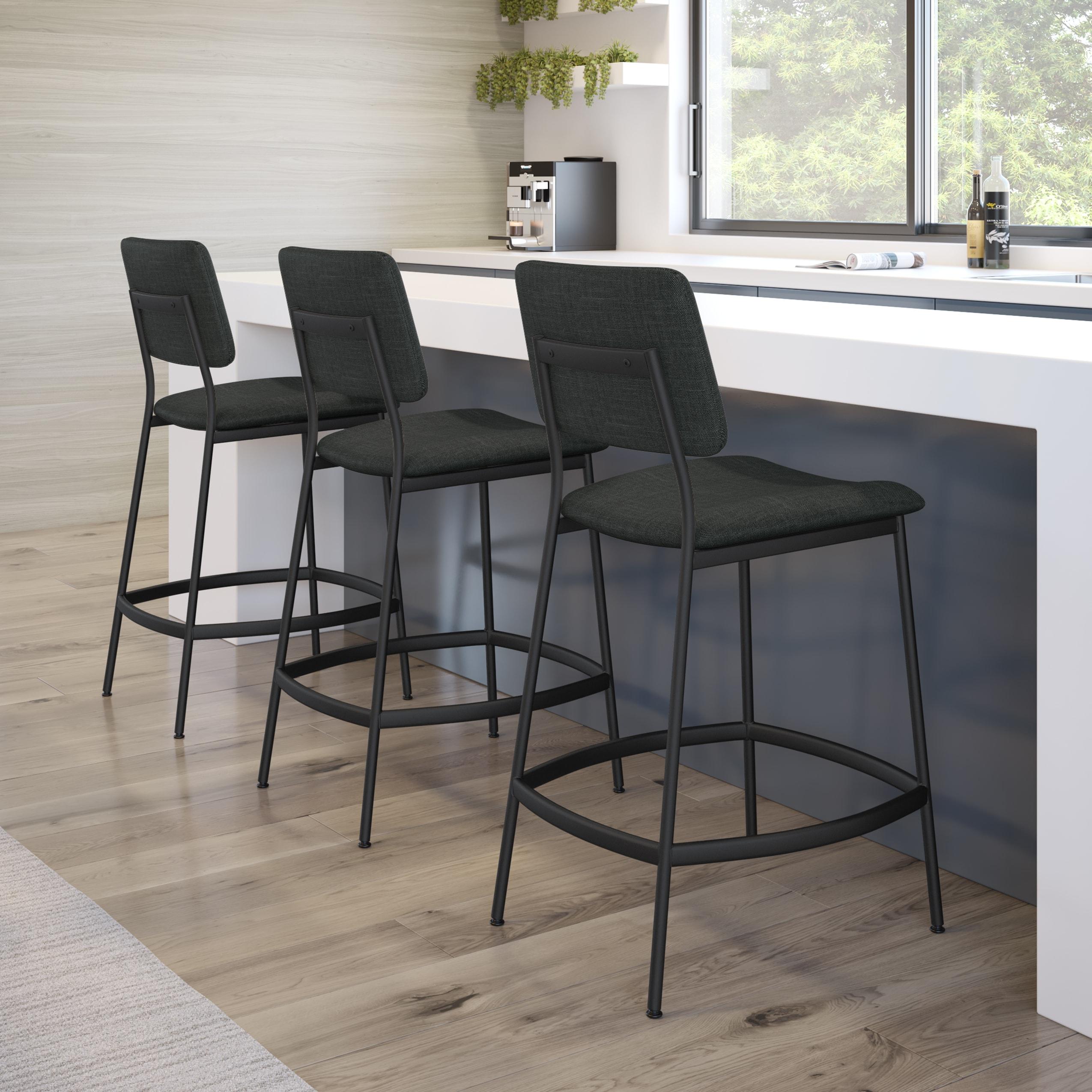 Amisco Sullivan 26 In. Counter Stool - Black Polyester / Black Metal