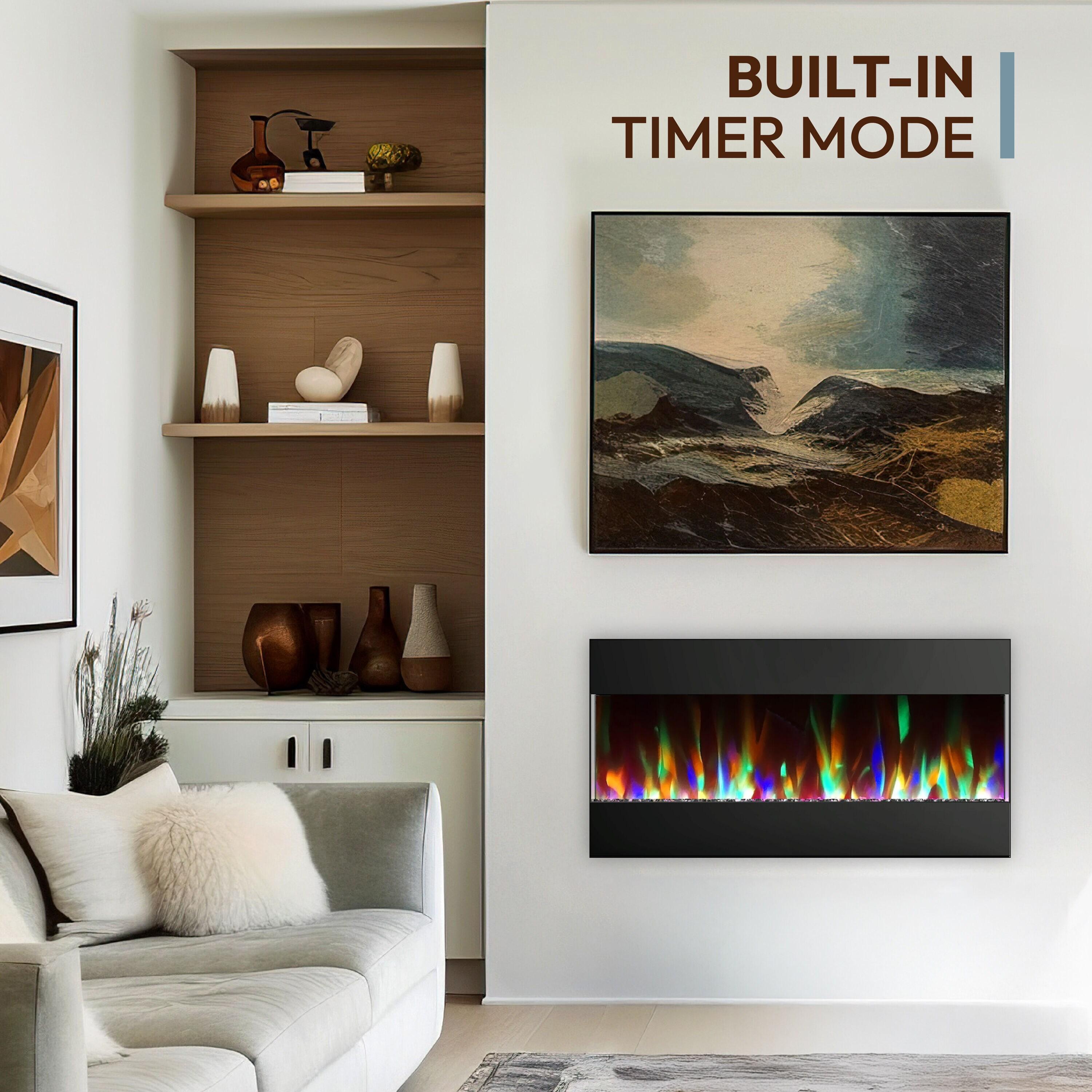 Cambridge Cambridge Recessed Wall Mounted Electric Fireplace with Crystal Rock Display