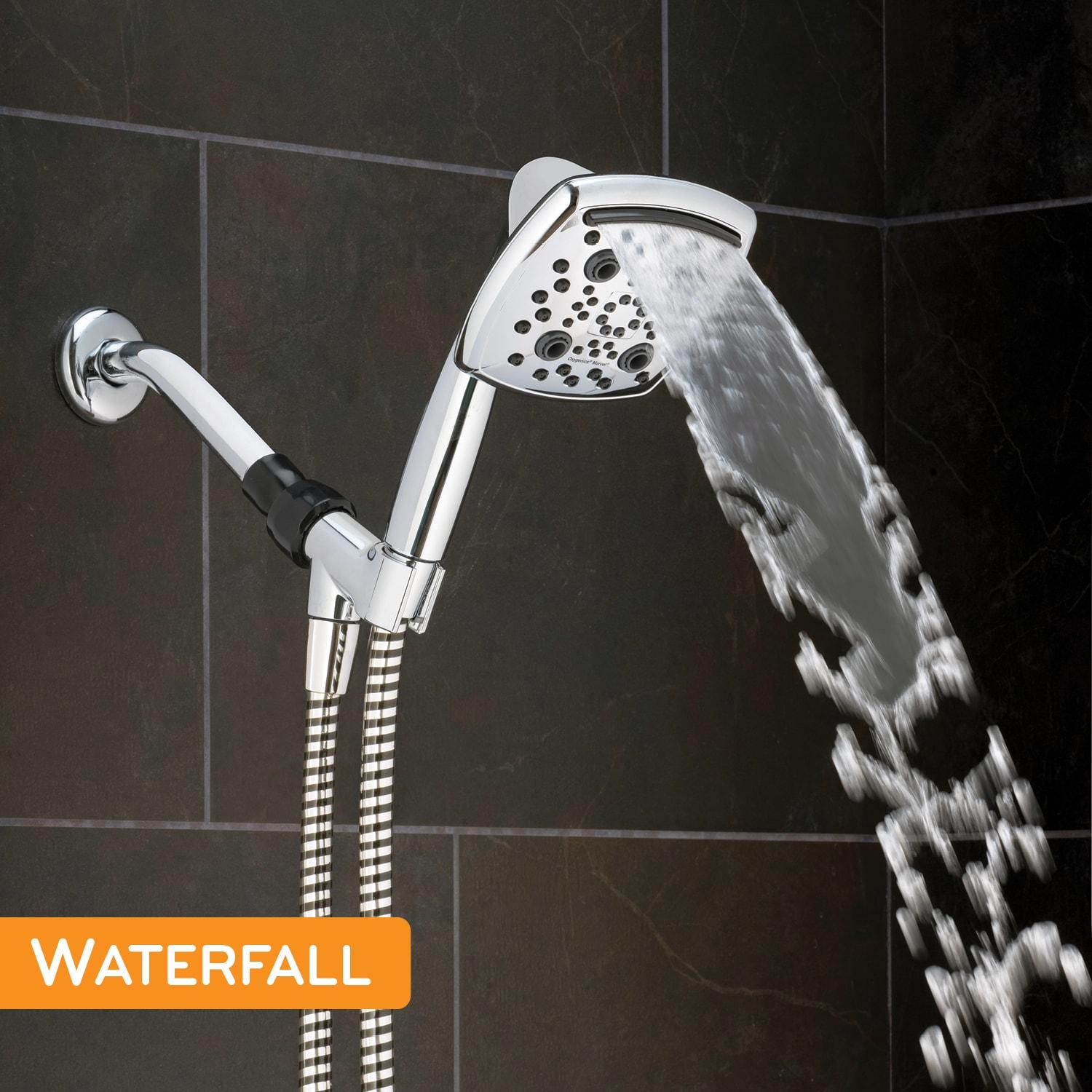 Oxygenics Marvel 6.0 -Spray Chrome 4.88-in Square Handheld High Pressure Shower Head 1.8 GPM