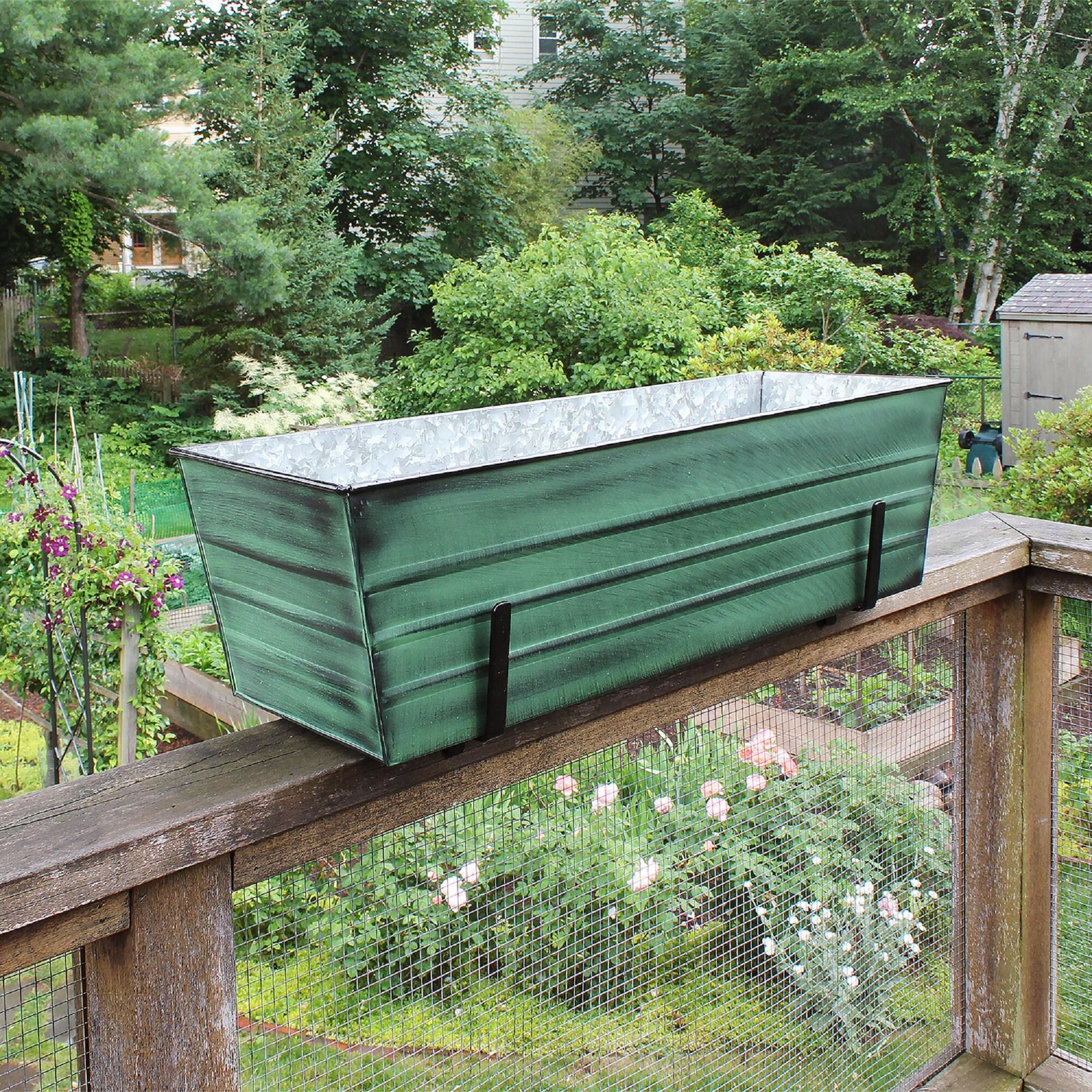 Achla  2 x 6 Railings Flower Box with Brackets Green - Large