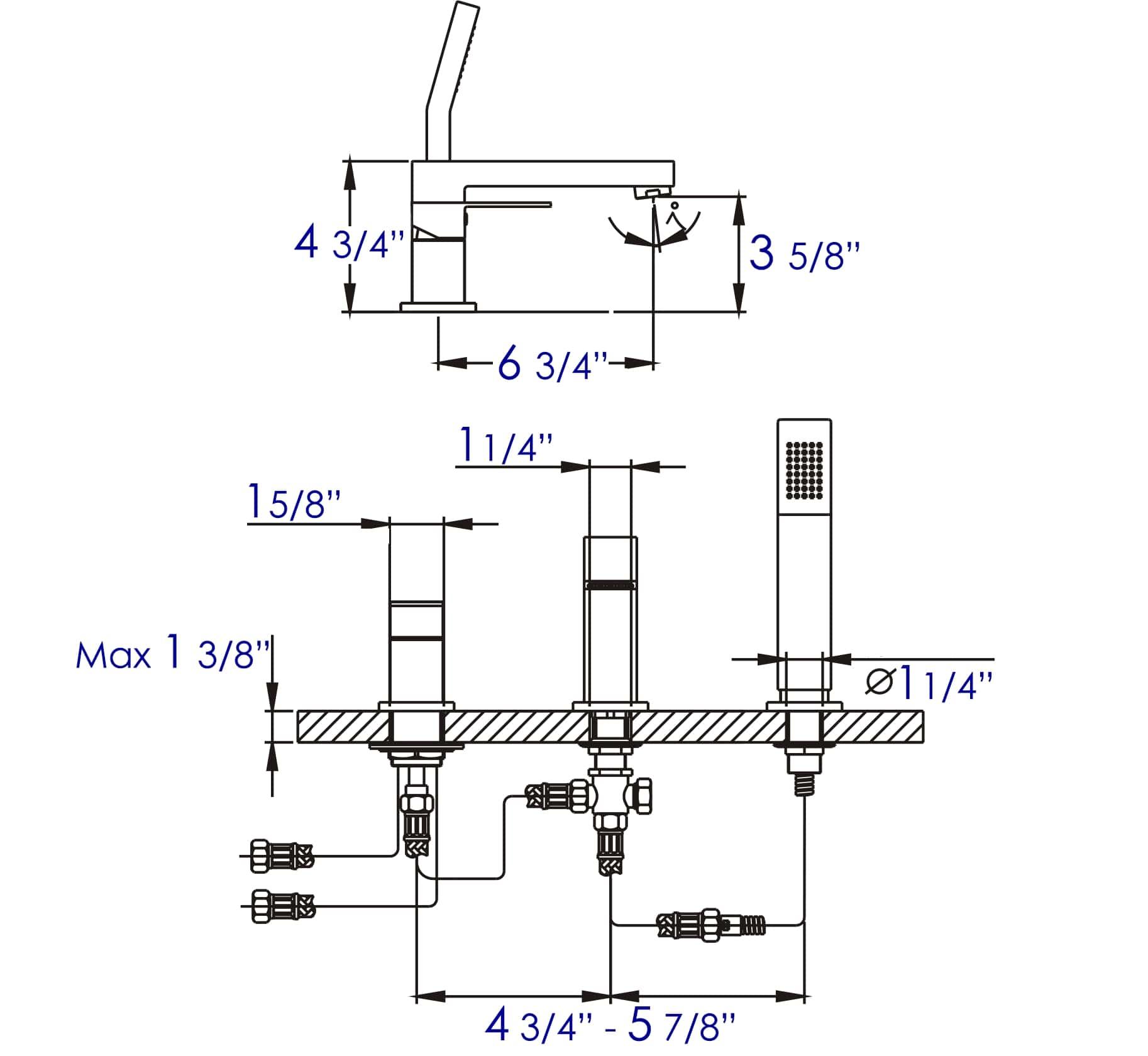 1 Handle Deck Roman Tub Faucet with Diverter