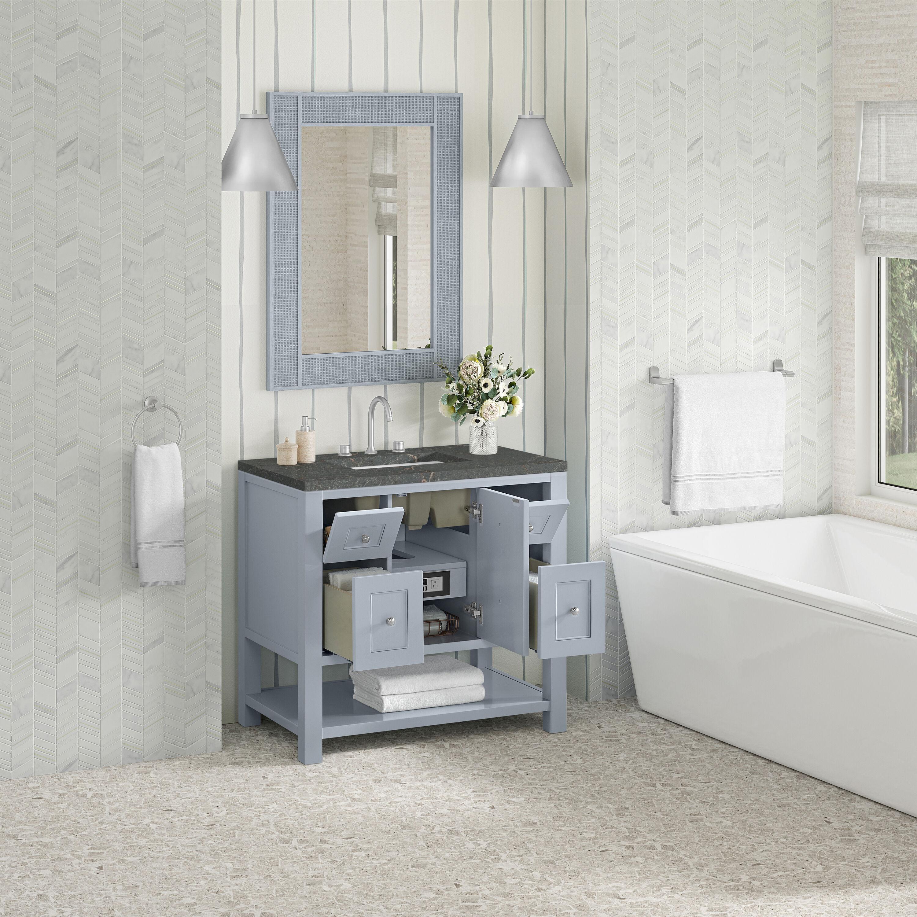 James Martin Vanities 330-V36-SRB-3LDL 36 in. Breckenridge Single Vanity with 3 cm Lime Delight Quartz Top, Serenity Blue