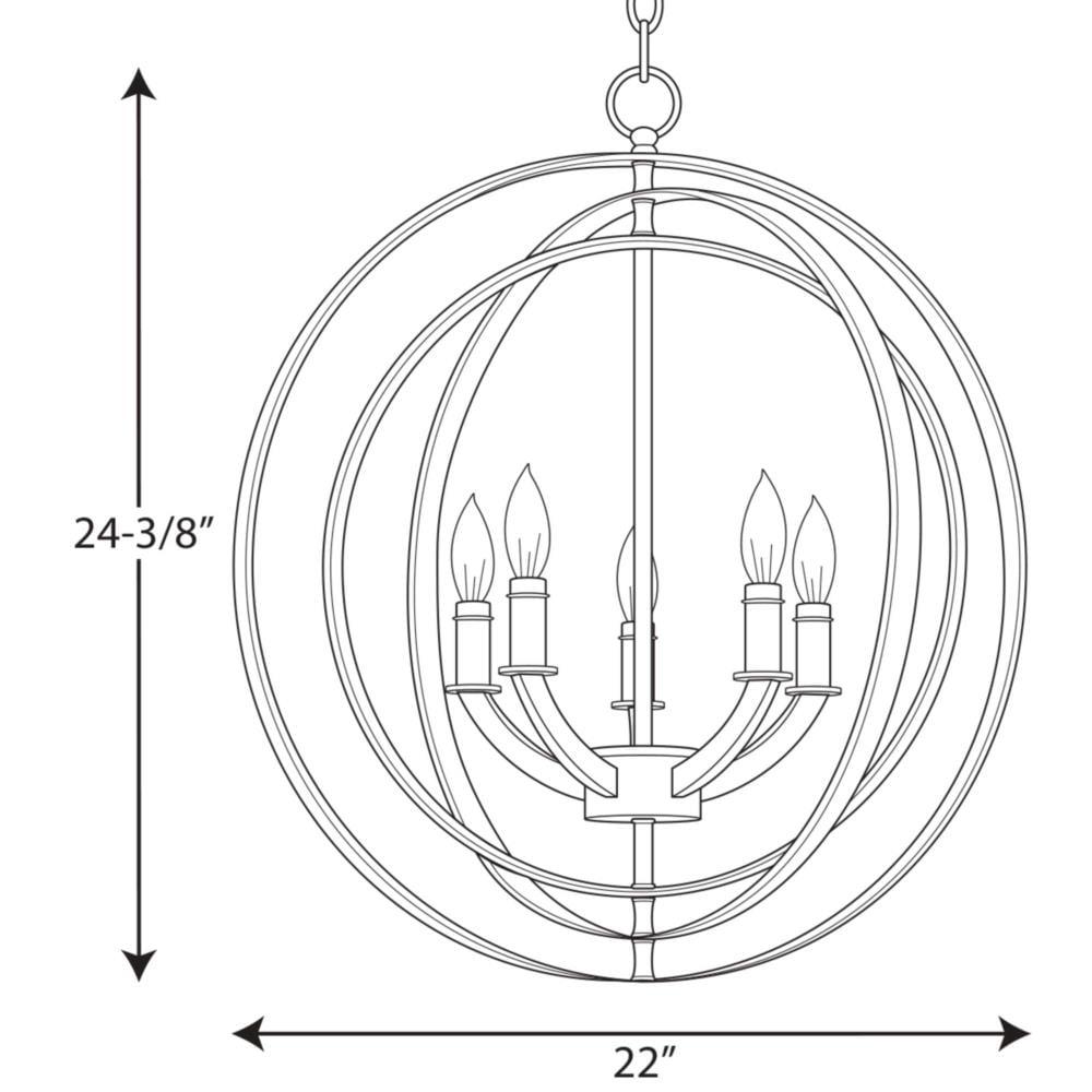 Progress Lighting Equinox 5-Light Chandelier Pendant, Steel, Polished Nickel, No Shade