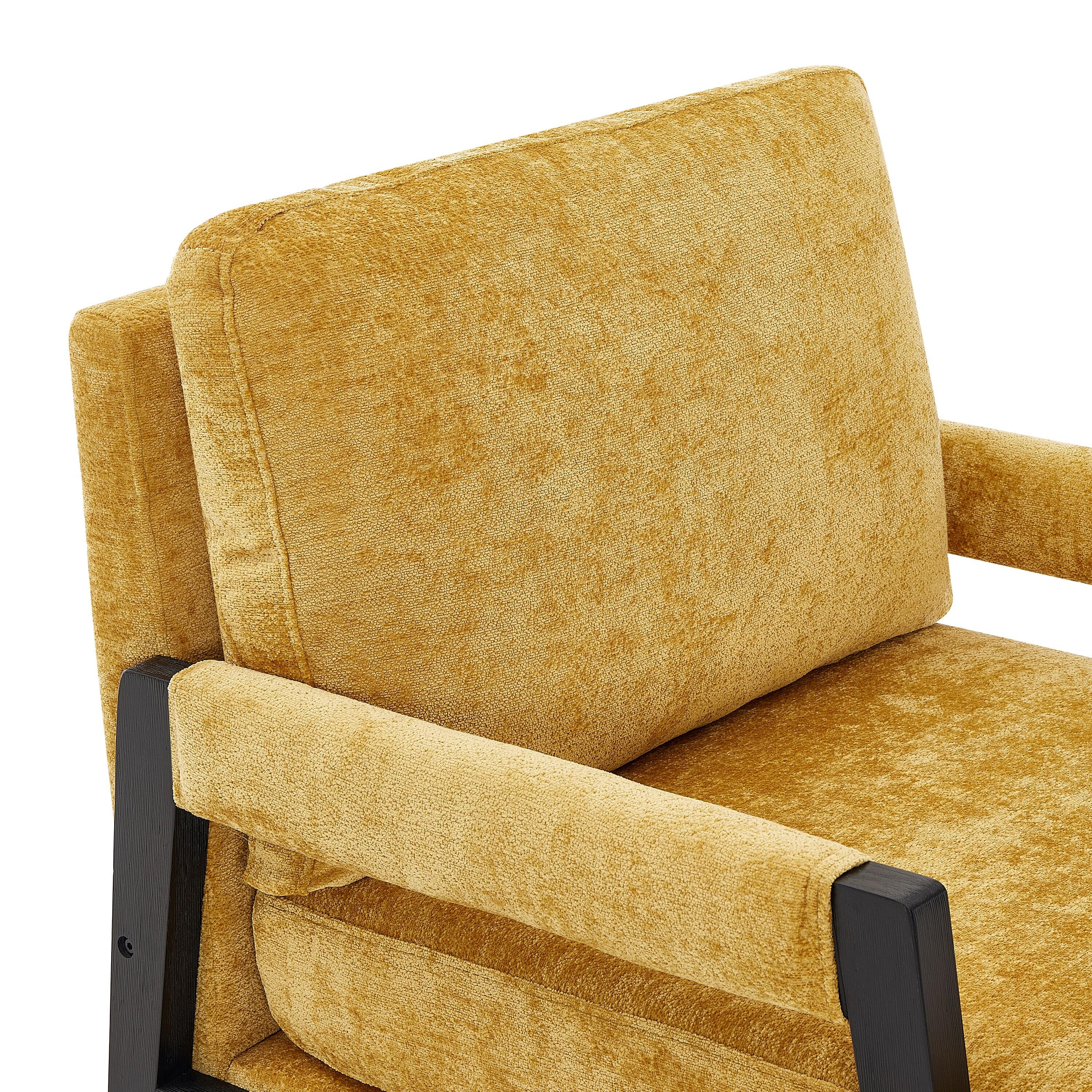 Roundhill Furniture Kelly Mid-Century Modern Chenille Upholstered Accent Armchair Yellow