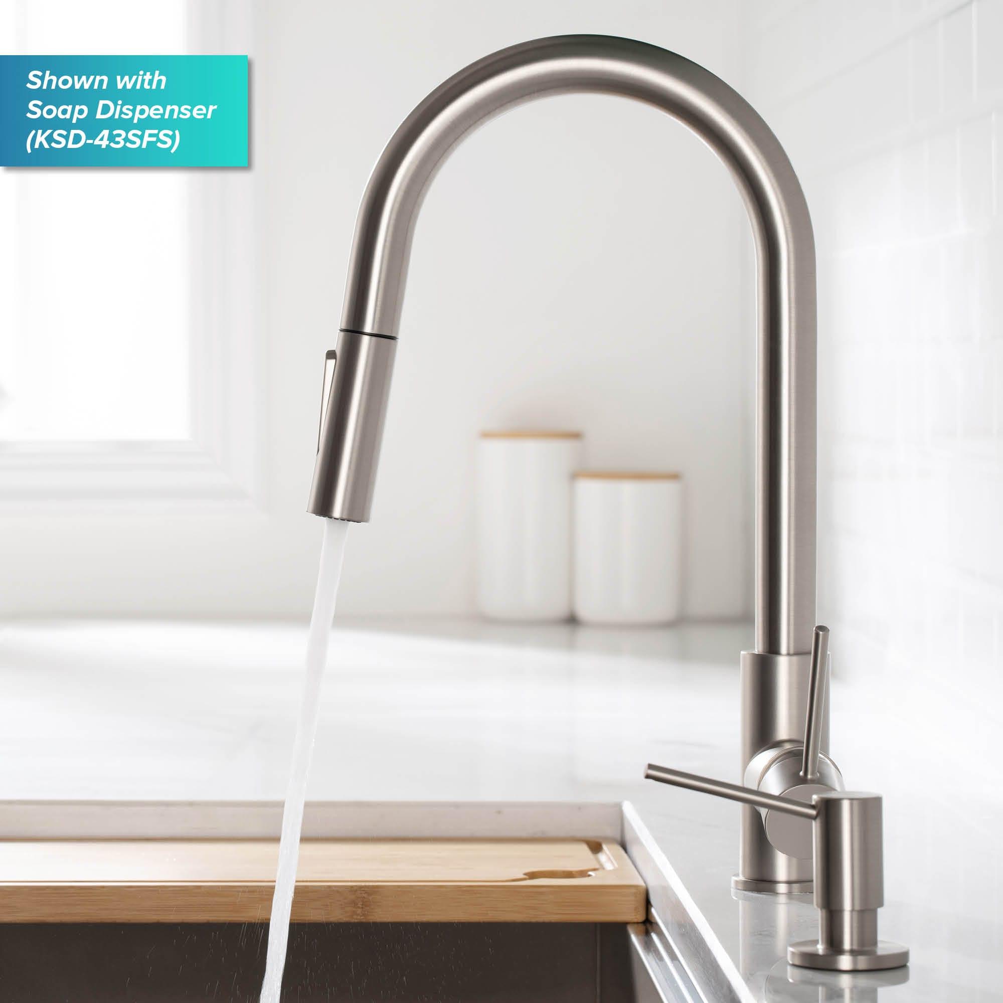 KRAUS Oletto Contemporary Pull-Down Single Handle Kitchen Faucet in Spot Free Stainless Steel, KPF-3104SFS