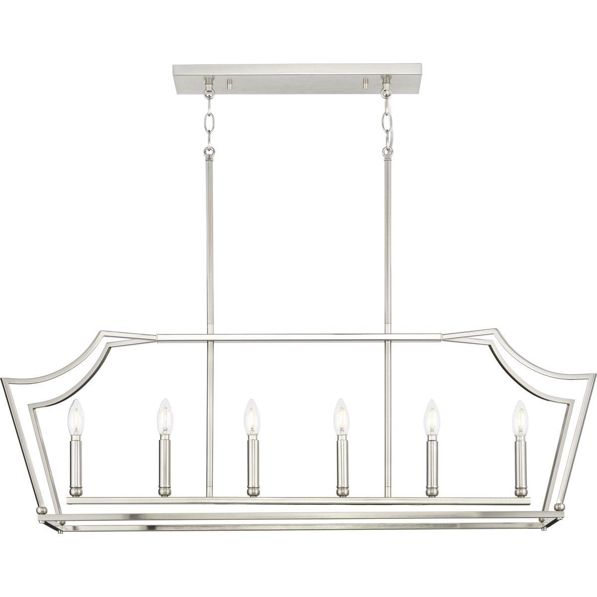 Progress Lighting Parkhurst 6-Light Linear Chandelier, Brushed Nickel, No Shade