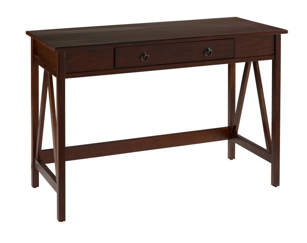 46" Titian Transitional Writing Desk Tobacco - Linon: Home Office Furniture, Pine Frame, Metal Hardware