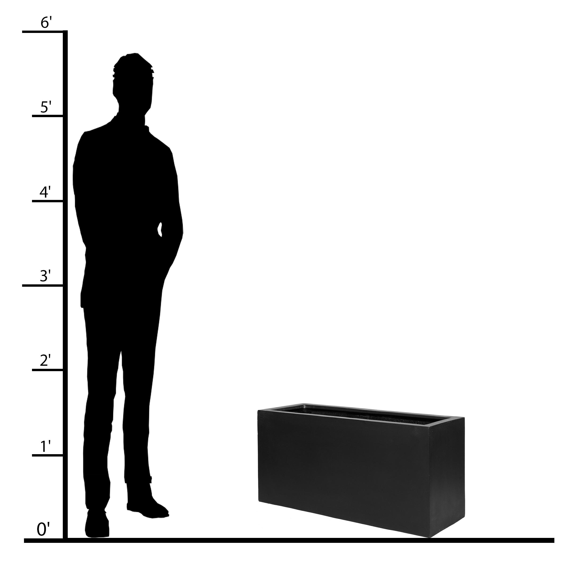 Pottery Pots USA Inc. Pottery Pots Jort Small Fiberstone Indoor Outdoor Modern Rectangle Planter, 16 Inch Tall Black 32"