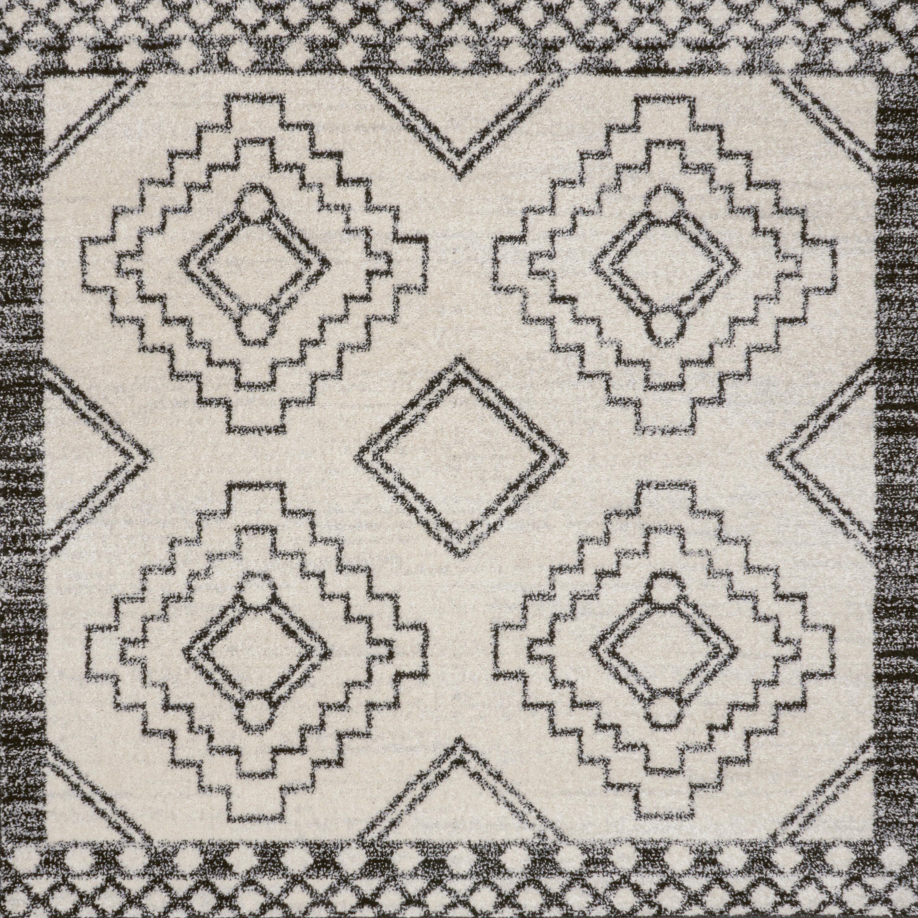 JONATHAN Y Amir Moroccan Beni Souk Cream/Black 4' Square Area Rug