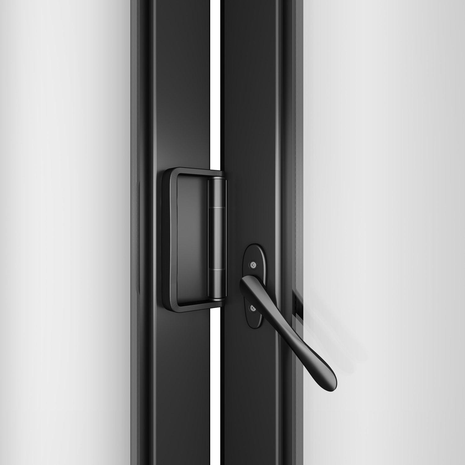 KaMic KaMic 96" inch - 3 Panels Glass Aluminum Folding Door In Black