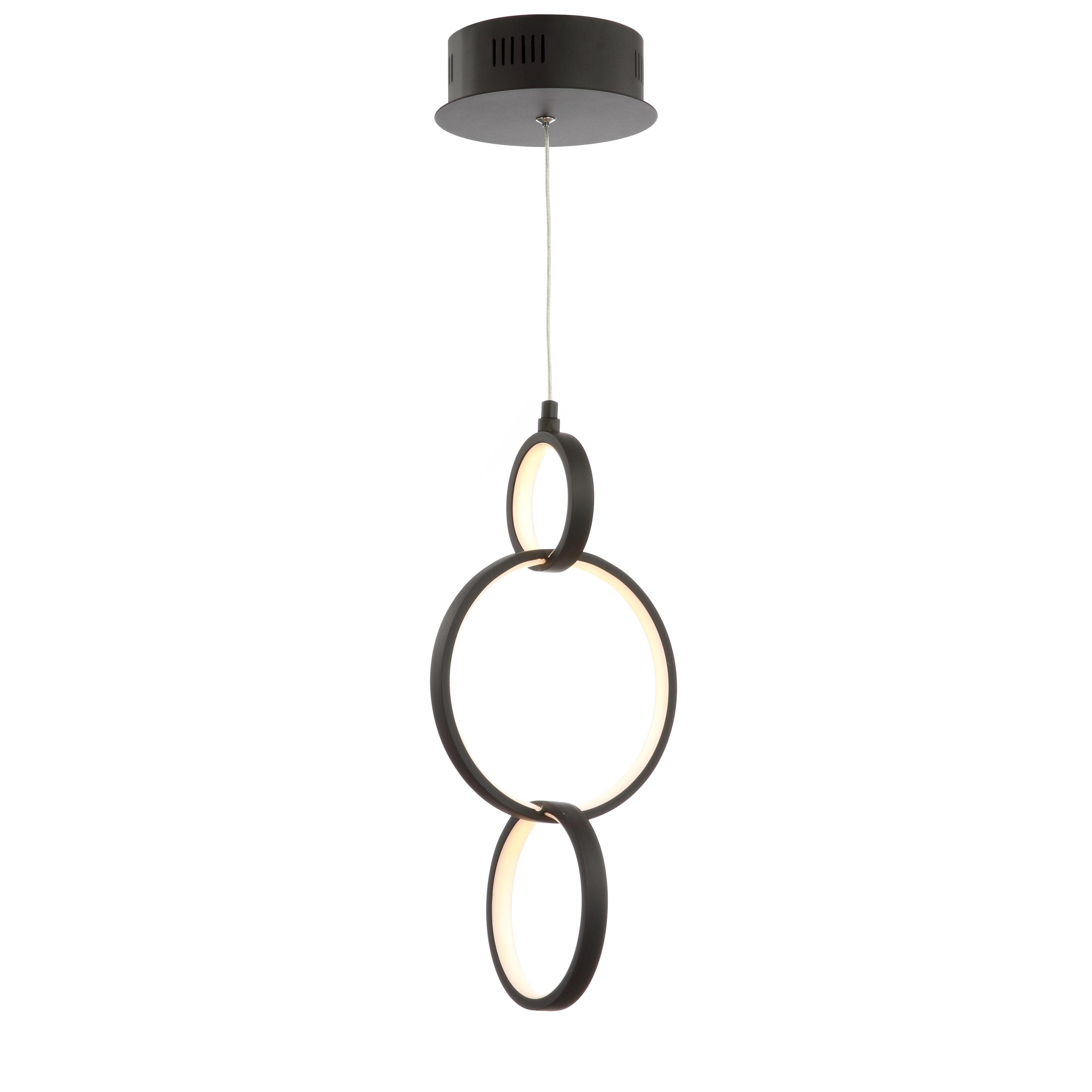Loop 7.75" Adjustable Integrated LED Metal Ring Pendant, Black