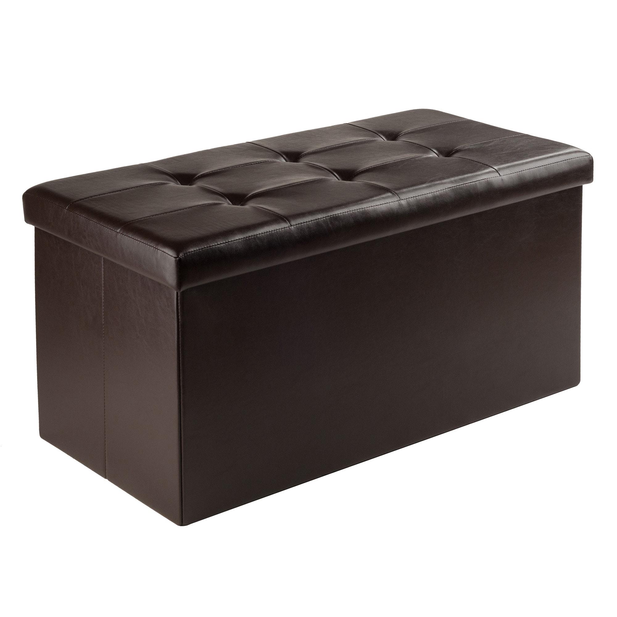 Winsome Ashford Ottoman with Accent Stools - Faux Leather - Espresso : Upholstered Entryway Bench, Footrest, No Assembly Required