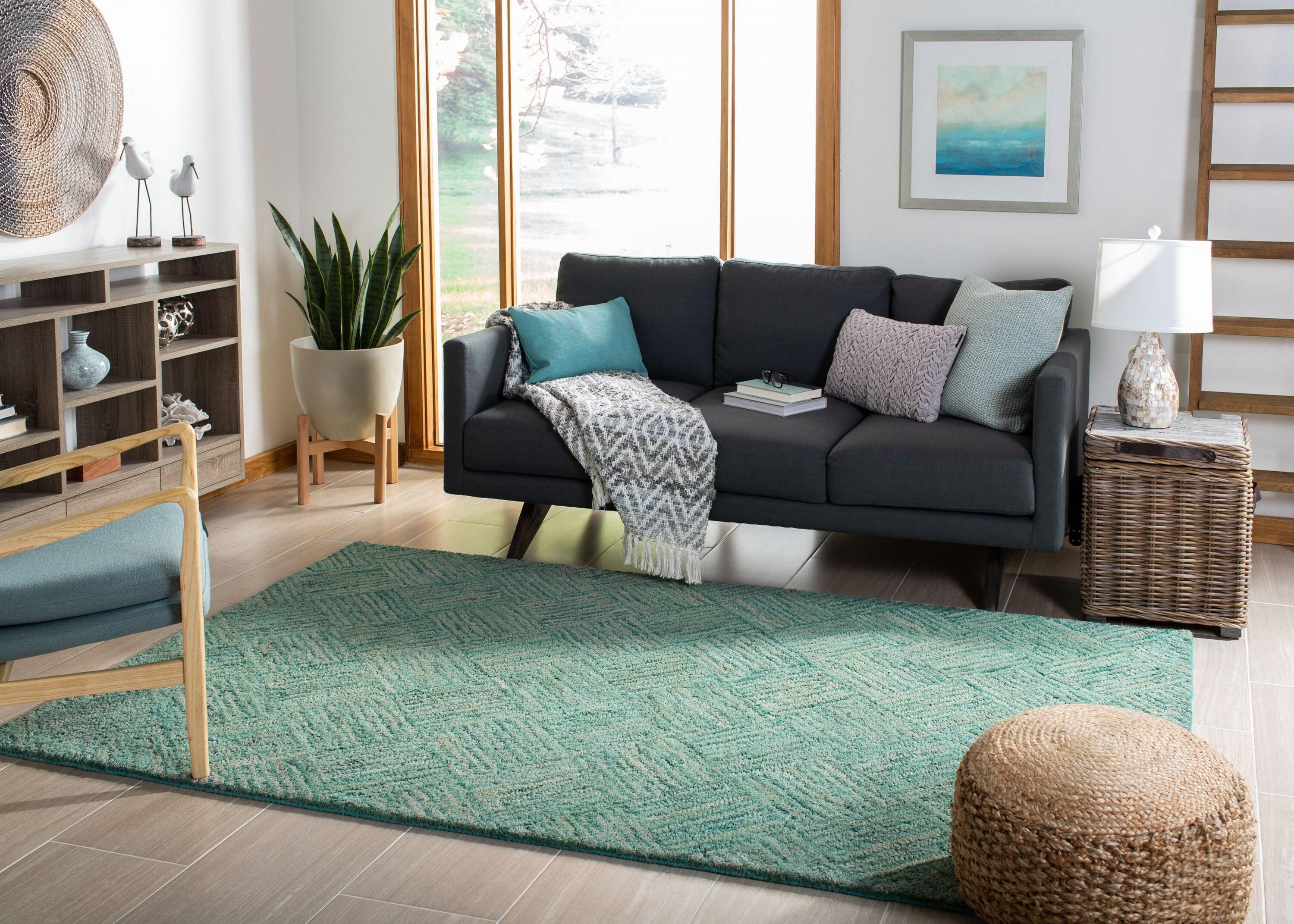 SAFAVIEH Nantucket Chadwick Geometric Cotton Area Rug, Green/Multi, 8' x 10'