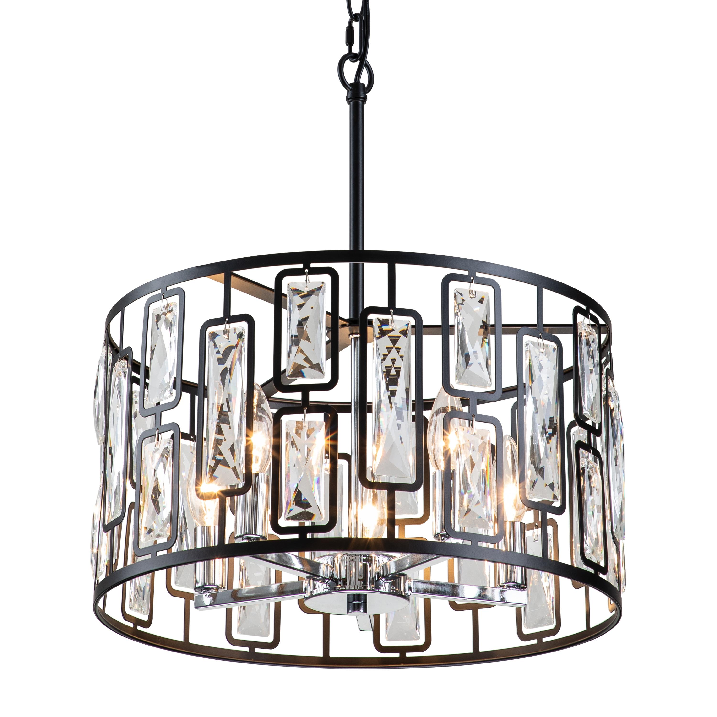 C Cattleya 5-Light Black Drum Chandelier with Clear Crystals