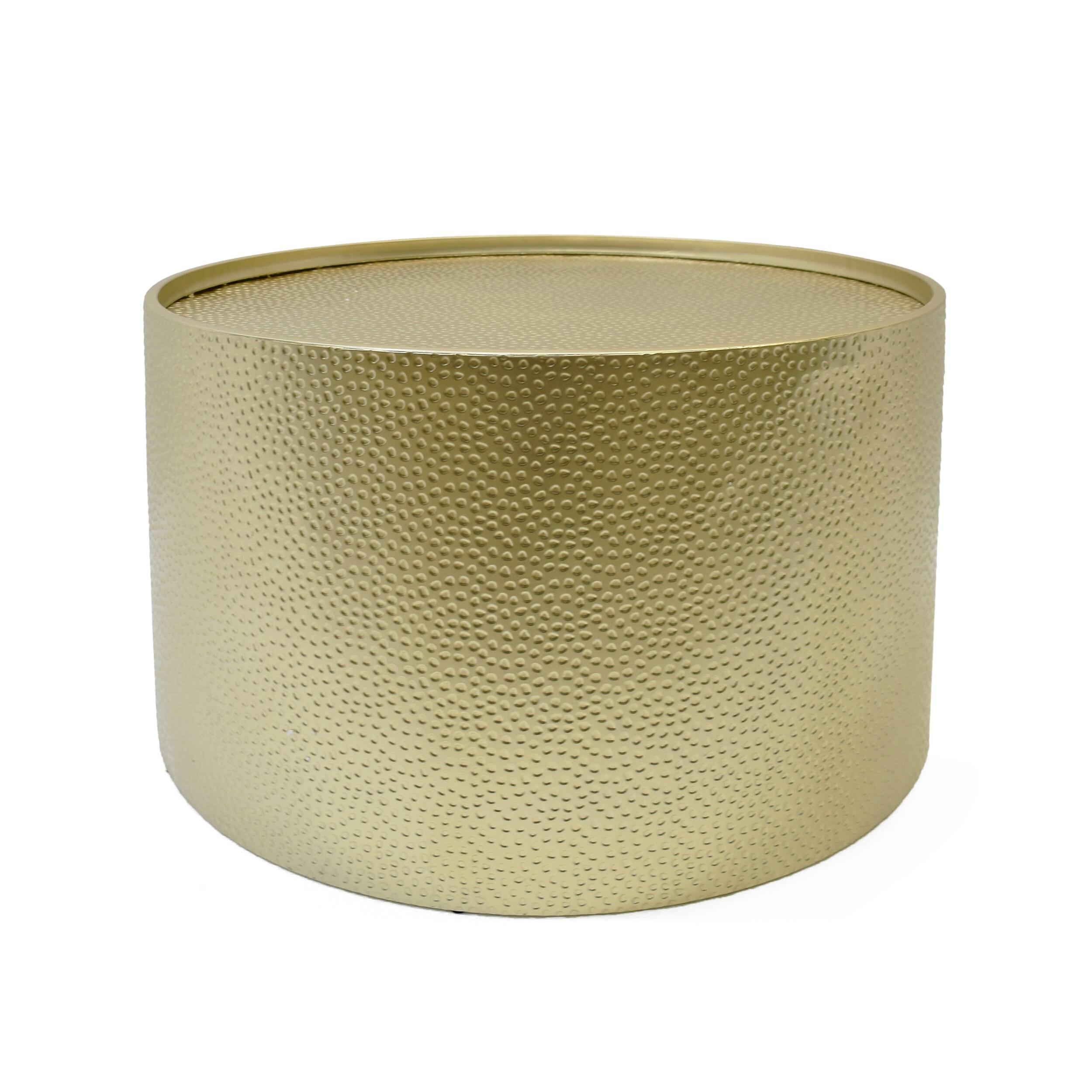 Braeburn Modern Round Coffee Table Gold - Christopher Knight Home: Hammered Iron, No Assembly Required