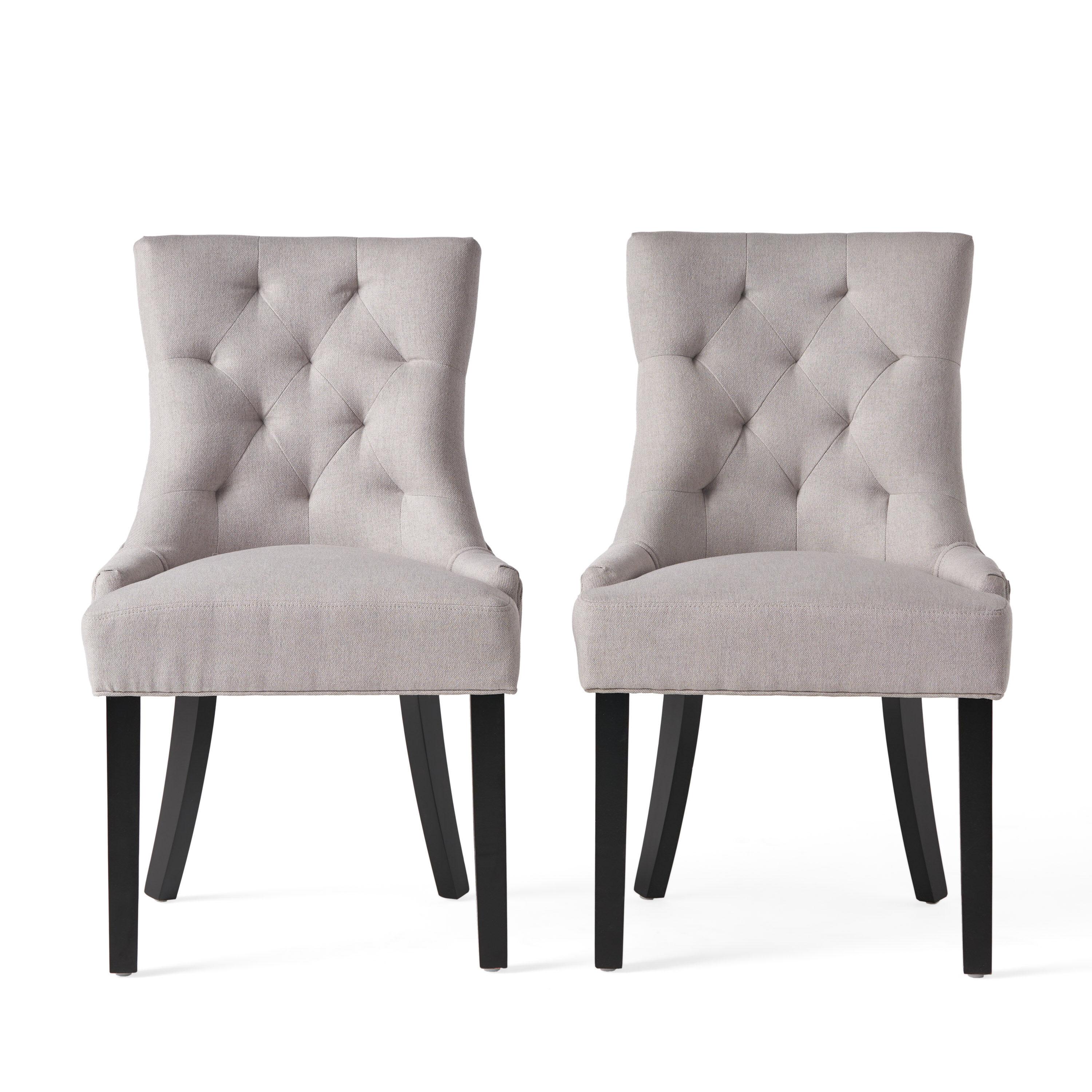 Christopher Knight Home Maggie Contemporary Tufted Armless Dining Chairs (Set of 2), Light Gray/Fabric