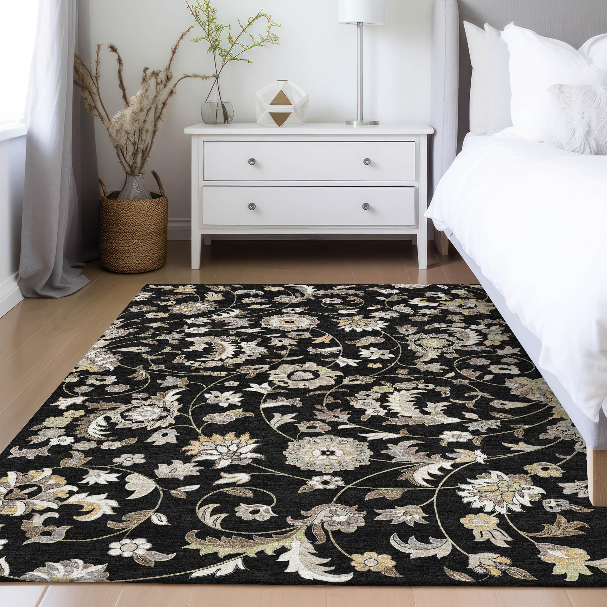 Addison Rugs Chantille Indoor/Outdoor Transitional Geometric, Abstract Black Washable Rectangle Rug, 2'6" x 3'10"