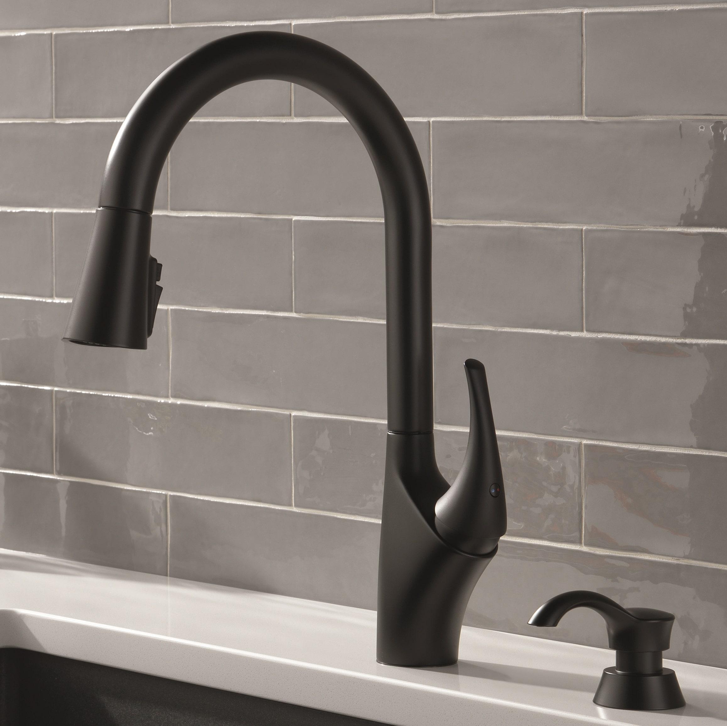 Anderson Matte Black Pull-Down Kitchen Faucet with Soap Dispenser