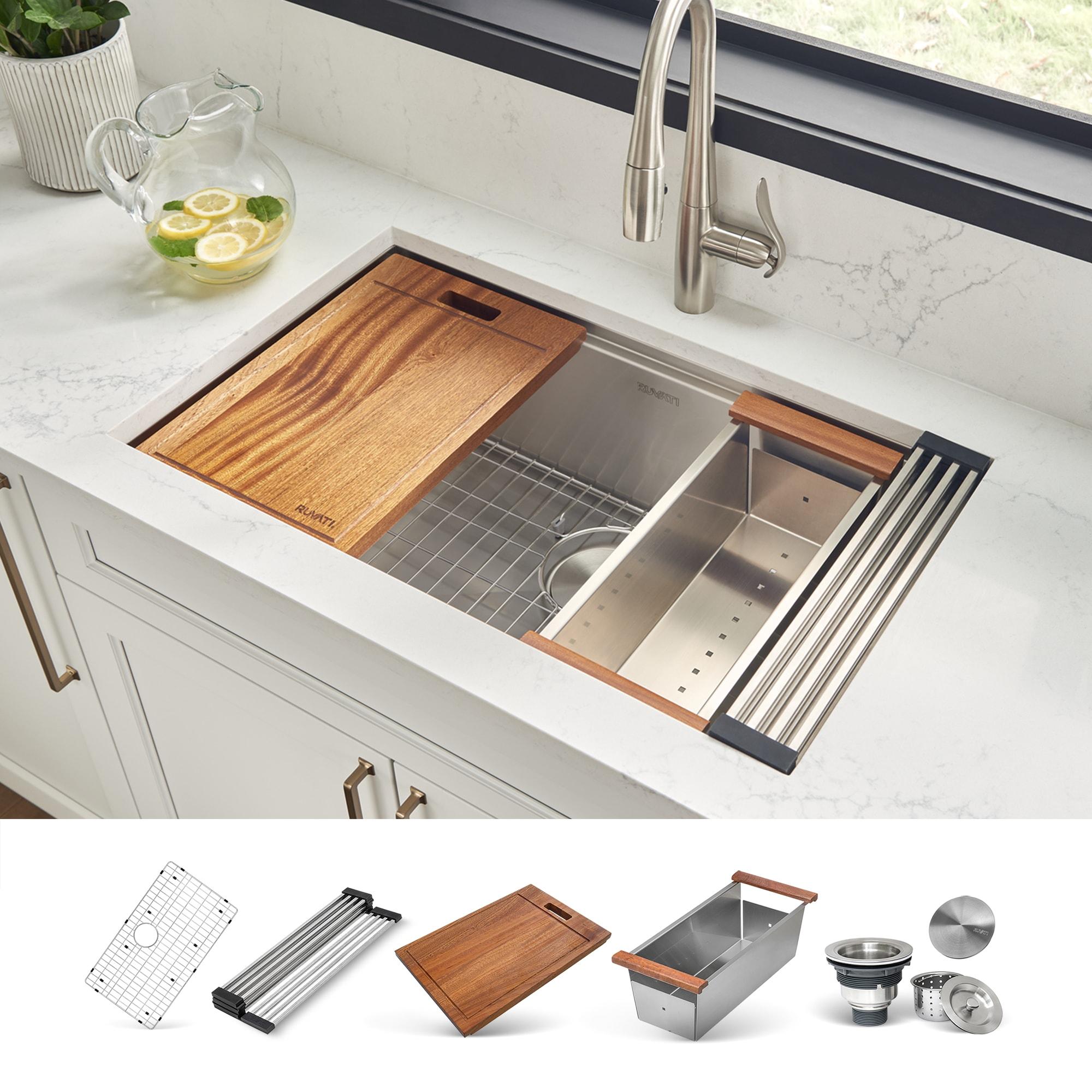 Ruvati Workstation Undermount 16 Gauge Stainless Steel Kitchen Sink Single Bowl