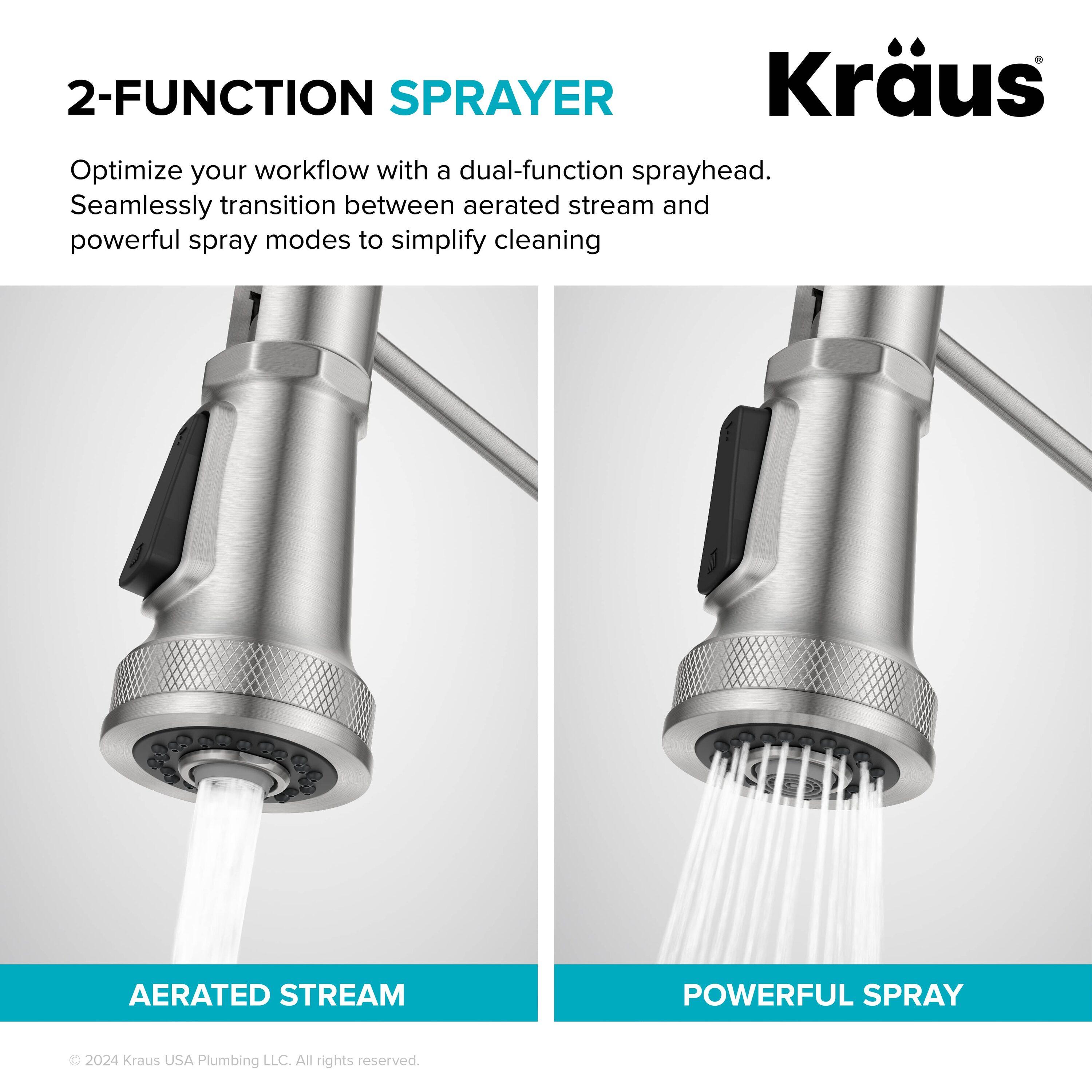 KRAUS Bolden Commercial Style 2-Function Single Handle Pull Down Kitchen Faucet