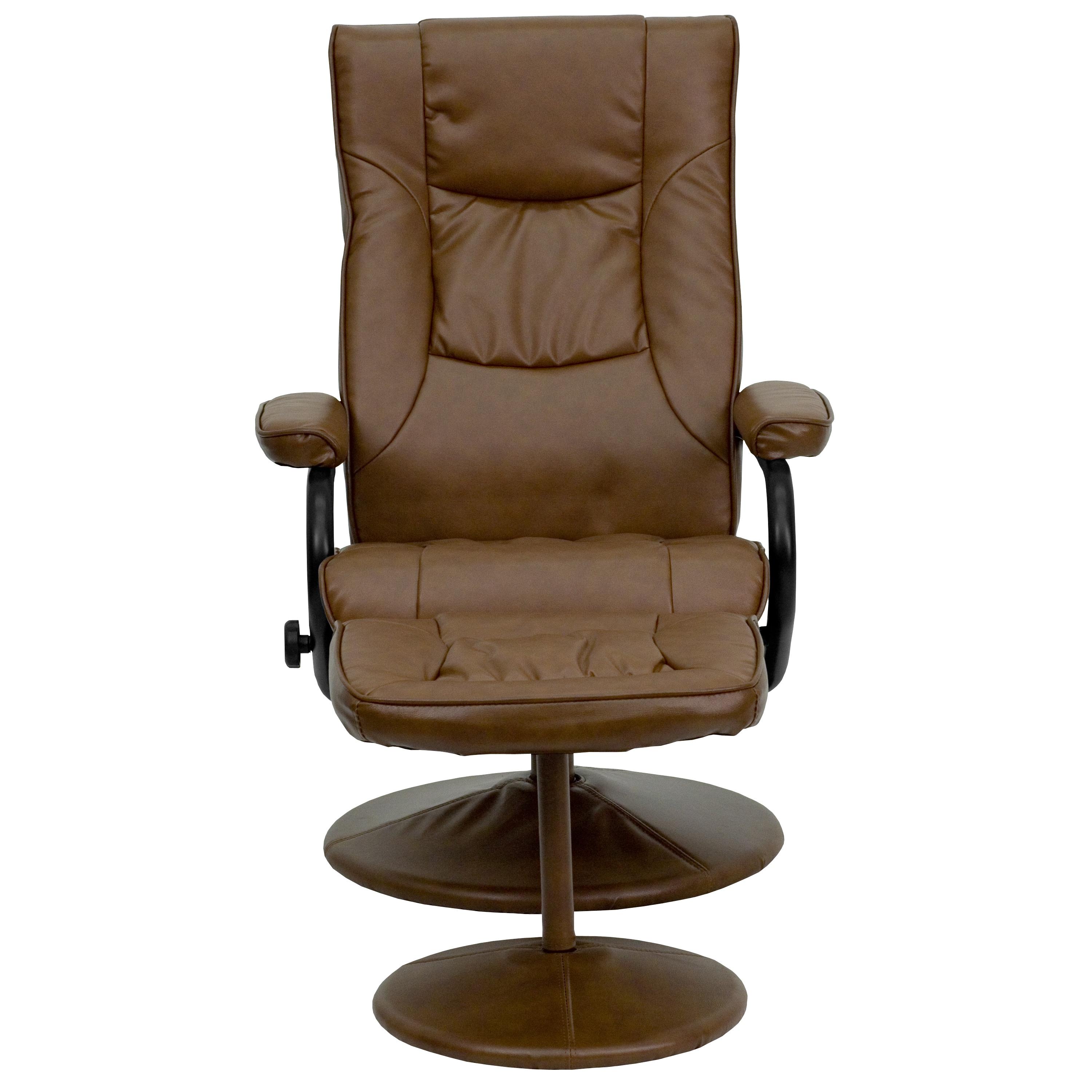 Flash Furniture Contemporary Multi-Position Recliner and Ottoman with Wrapped Base in Palimino LeatherSoft