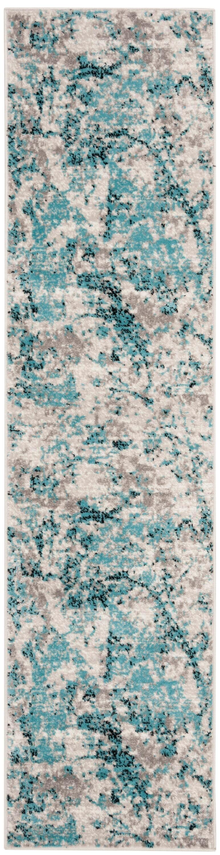 SAFAVIEH Skyler Joisse Abstract Runner Rug, Blue/Ivory, 2' x 10'