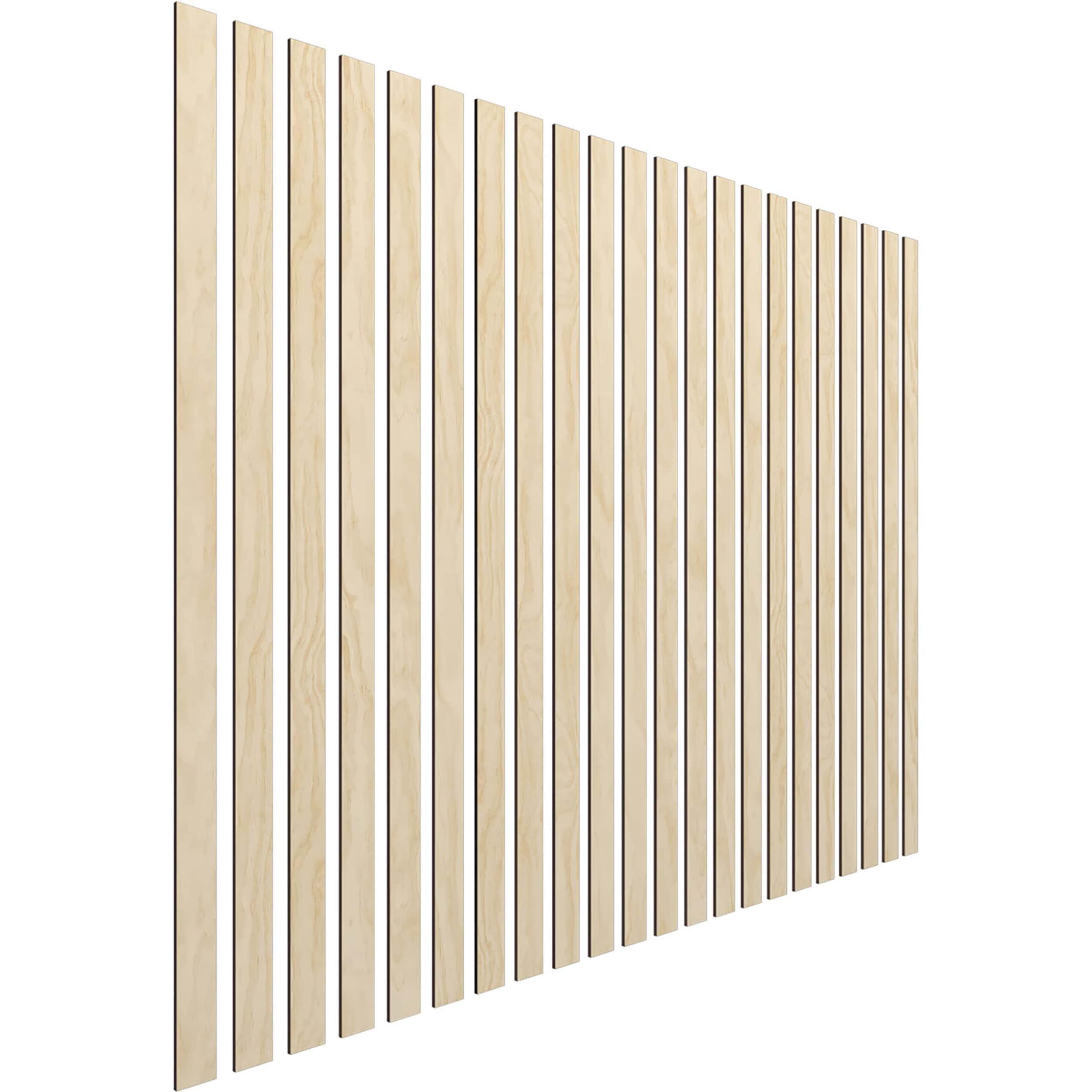 Ekena Millwork 47"H x 1/4"T Adjustable Wood Slat Wall Panel Kit with 2"W Slats, Birch (contains 22 Slats)