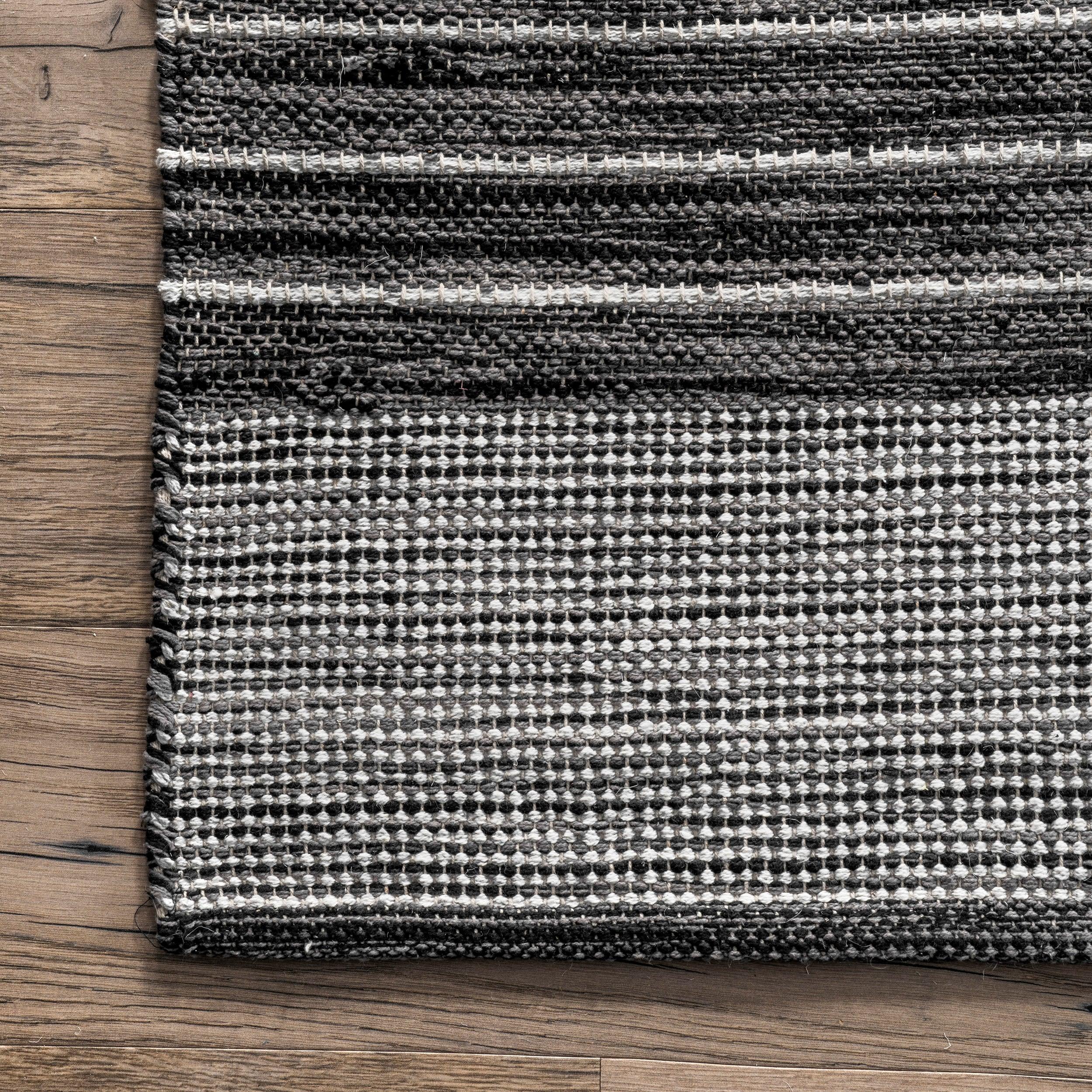 nuLOOM Missy Handmade Cotton Contemporary Diamond Flatweave Area Rug, 5' x 8', Grey