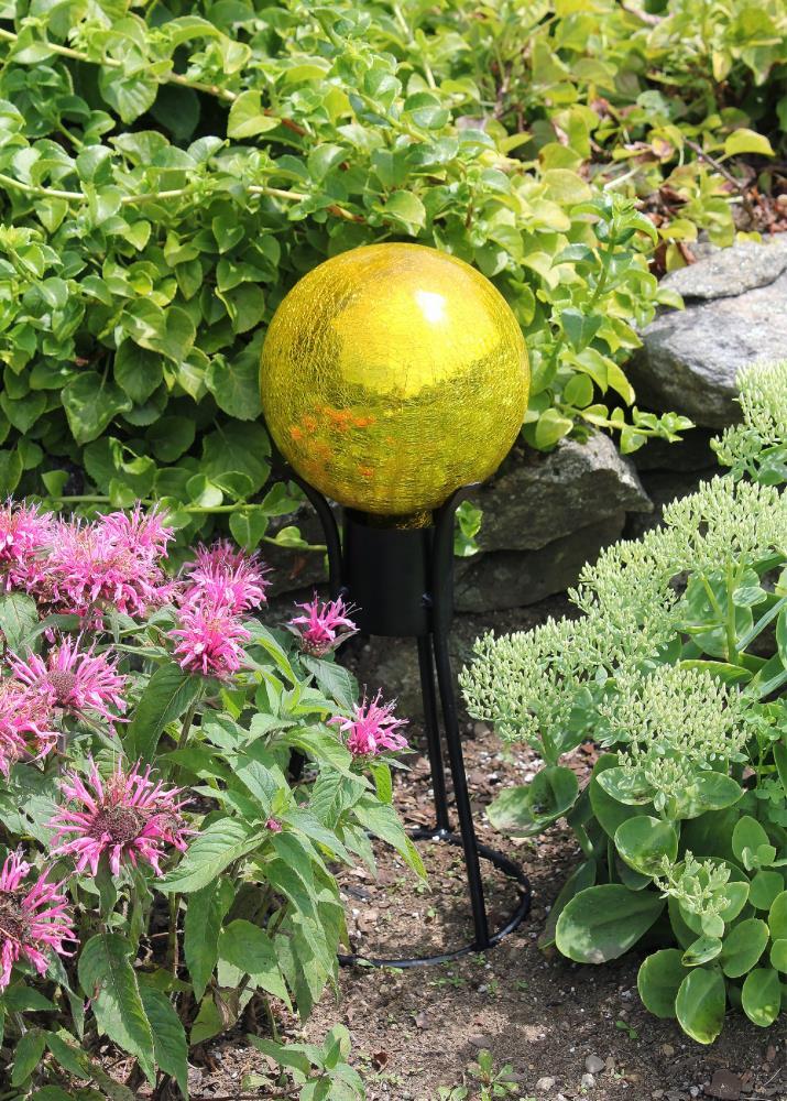 13.5" Iron Trestle II Gazing Globe Ball Stand Black - ACHLA Designs