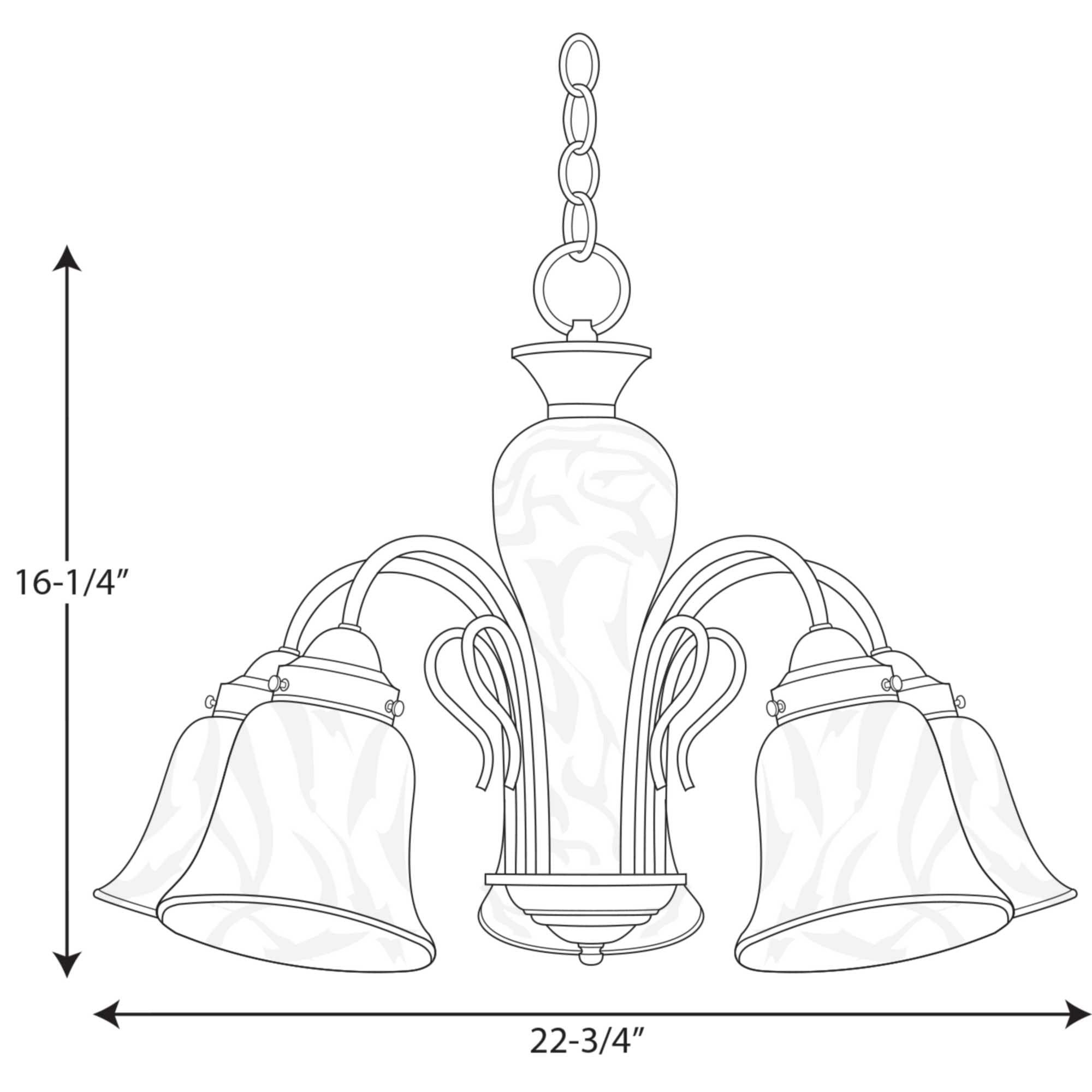 Progress Lighting Bedford 5-Light Chandelier, Brushed Nickel, Alabaster Glass Shades