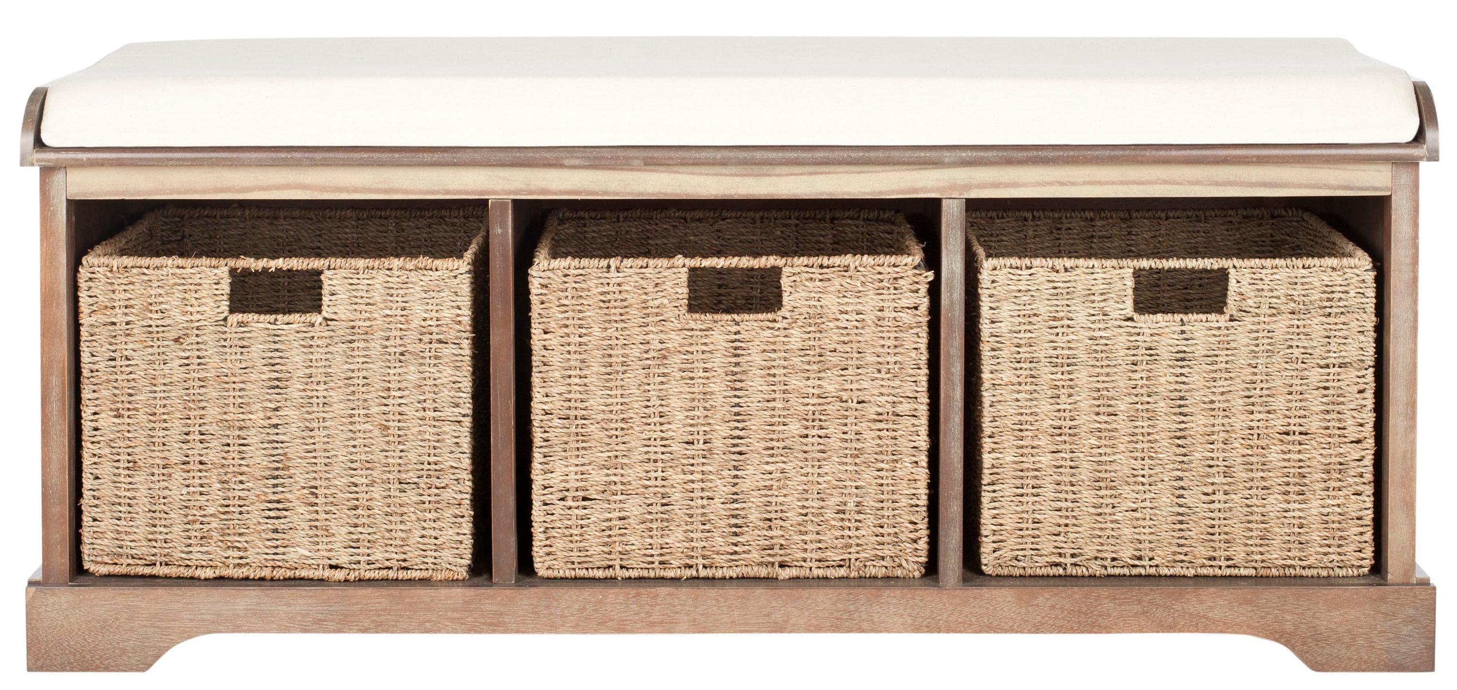 Lonan Wicker Storage Bench - Washed Natural Pine - Safavieh