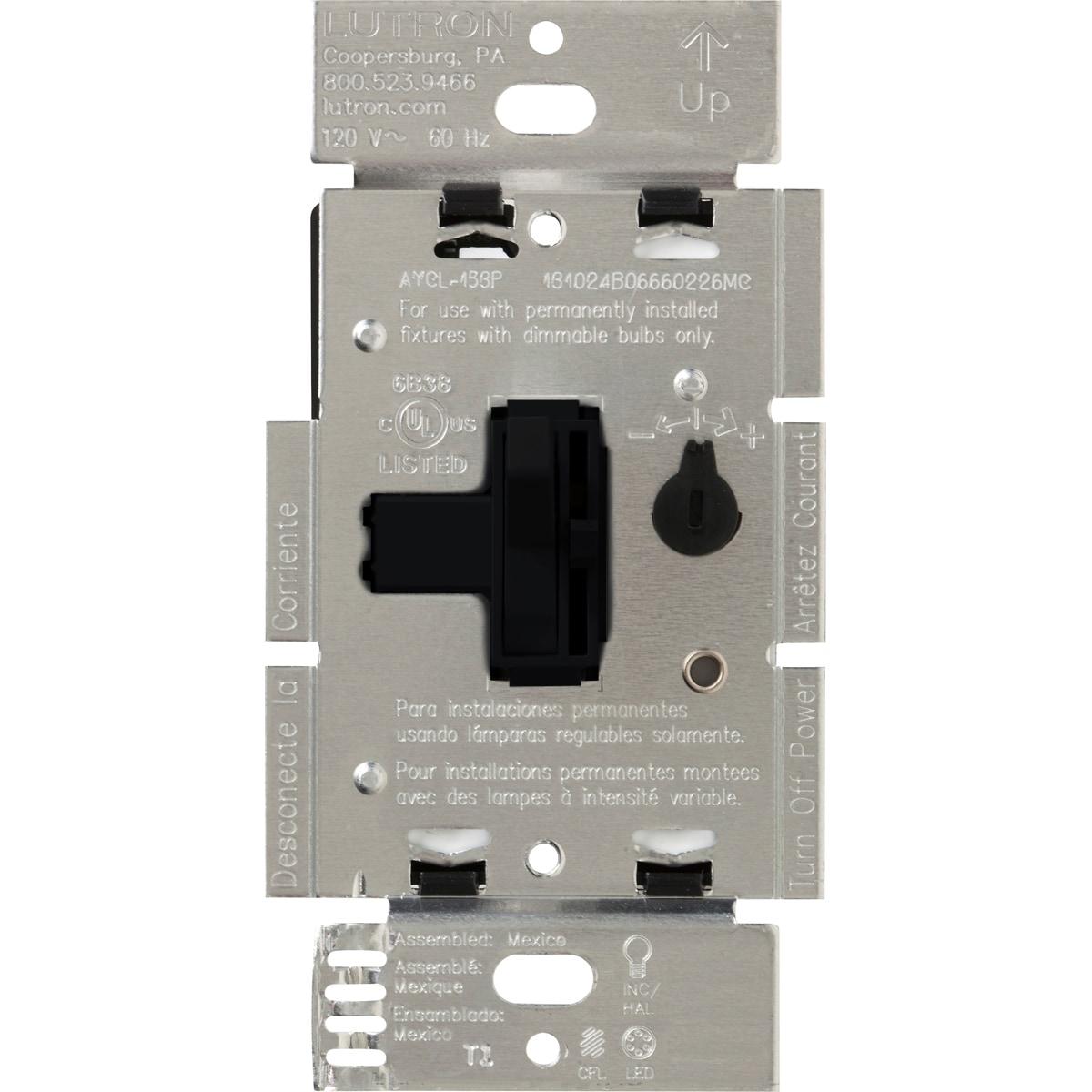 Black Smart Toggle Dimmer Switch for LED and Incandescent Bulbs