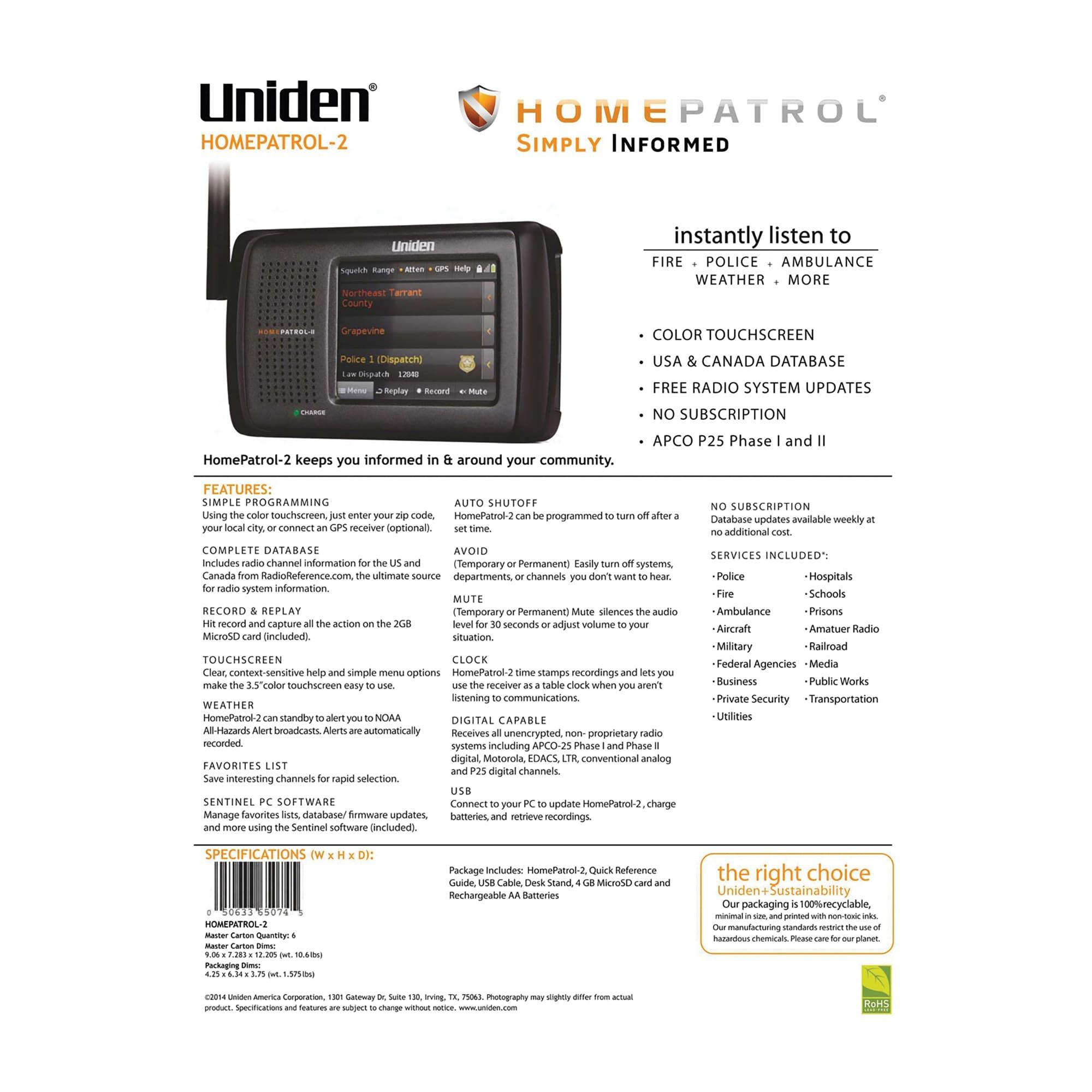 Uniden® HomePatrol® 2 Handheld Scanner in Black