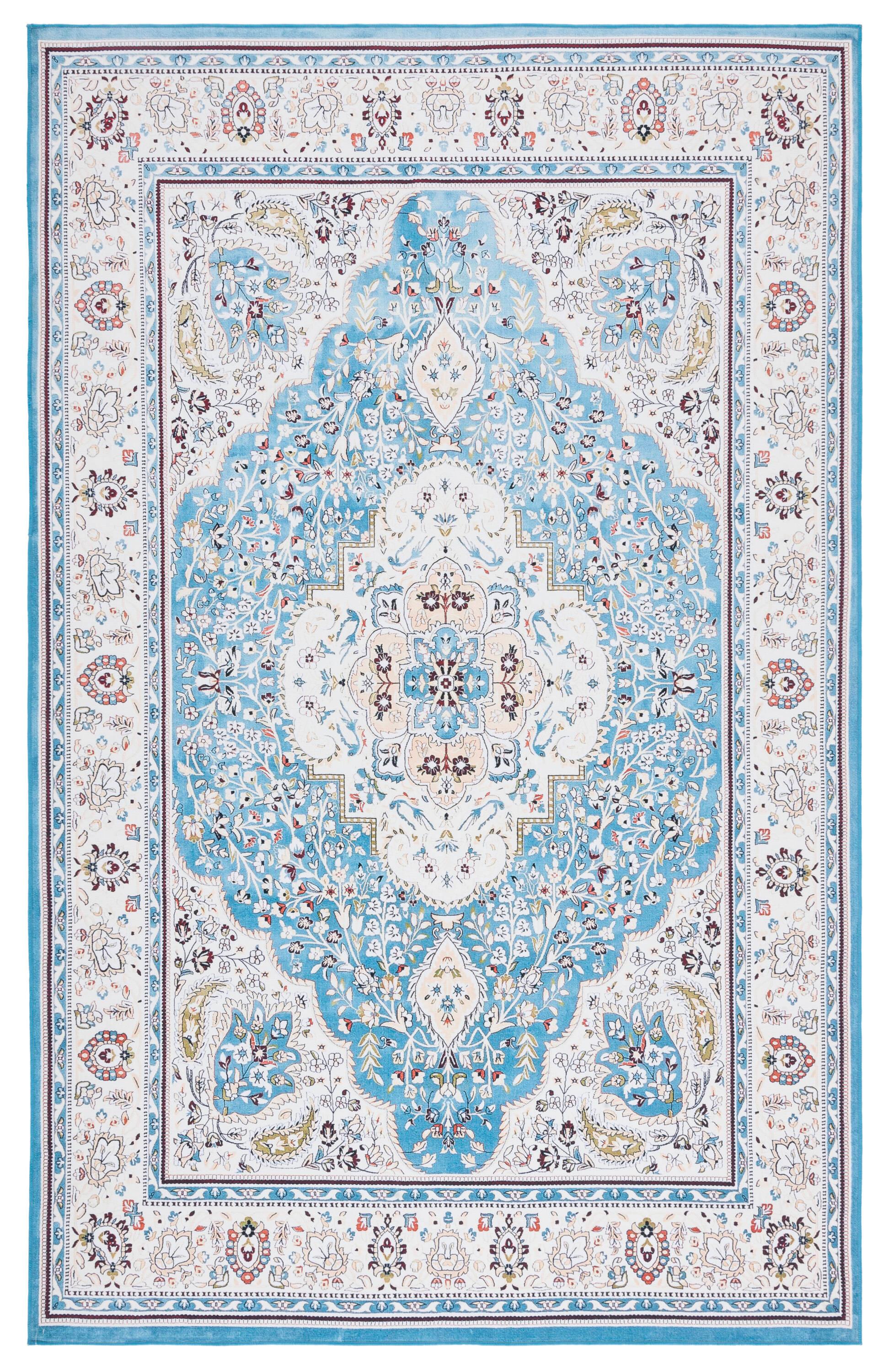 Tucson TSN136 Power Loomed Machine Washable Area Rug - Turquoise/Beige - 3'x5' - Safavieh.