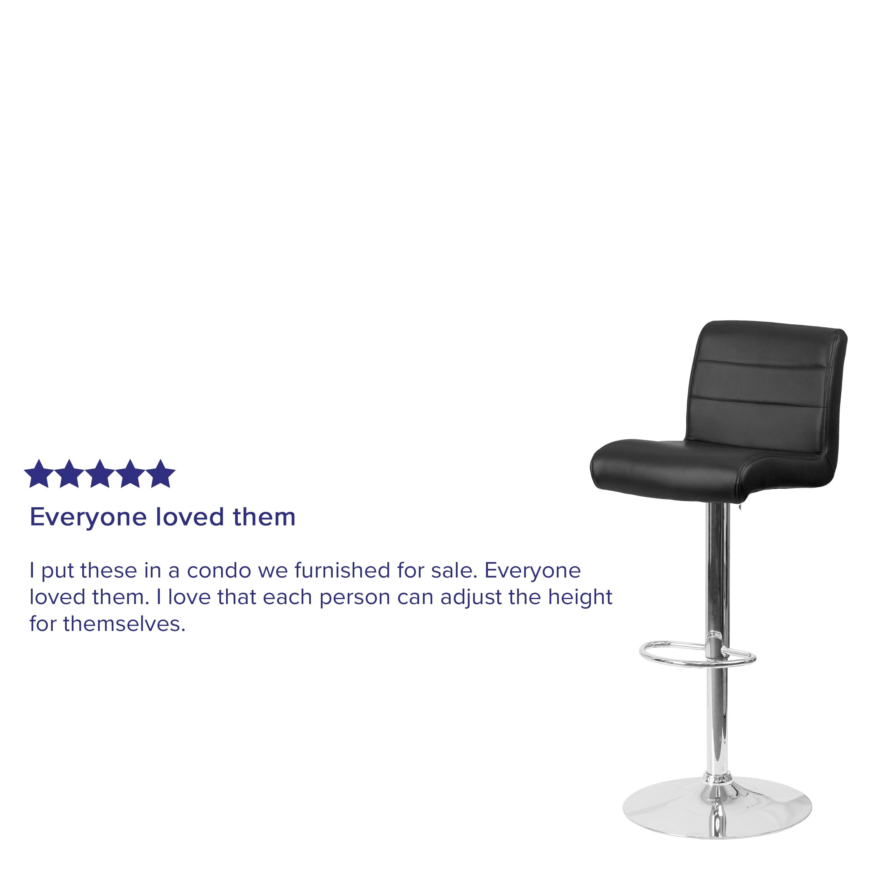Flash Furniture Contemporary Vinyl Adjustable Height Barstool with Rolled Seat and Chrome Base