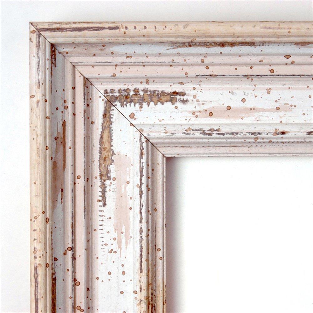 33" x 27" Alexandria White Wash Framed Wall Mirror - Amanti Art: Beveled, No Assembly Required