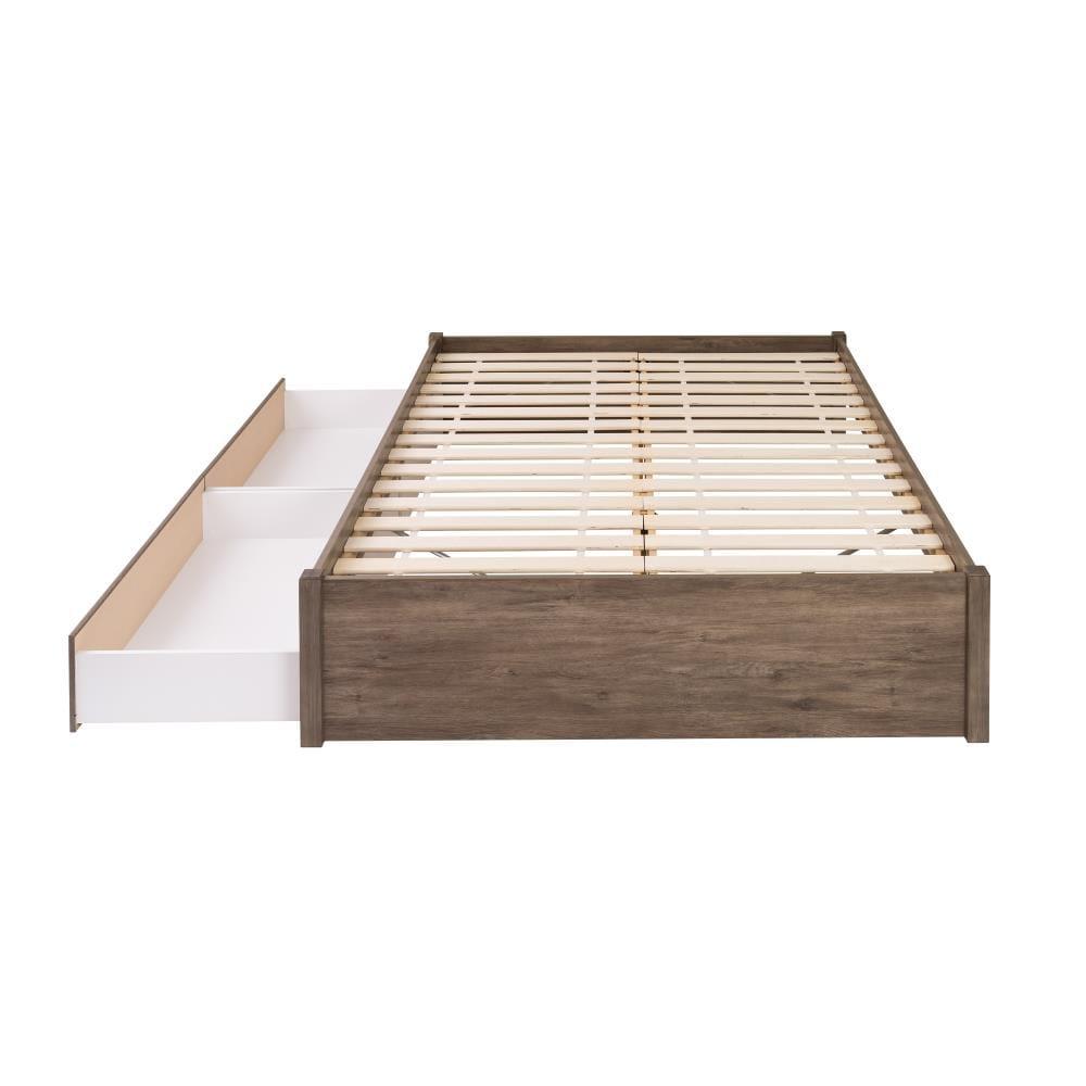 Queen Select 4 - Post Platform Bed with 2 Drawers Drifted Gray - Prepac